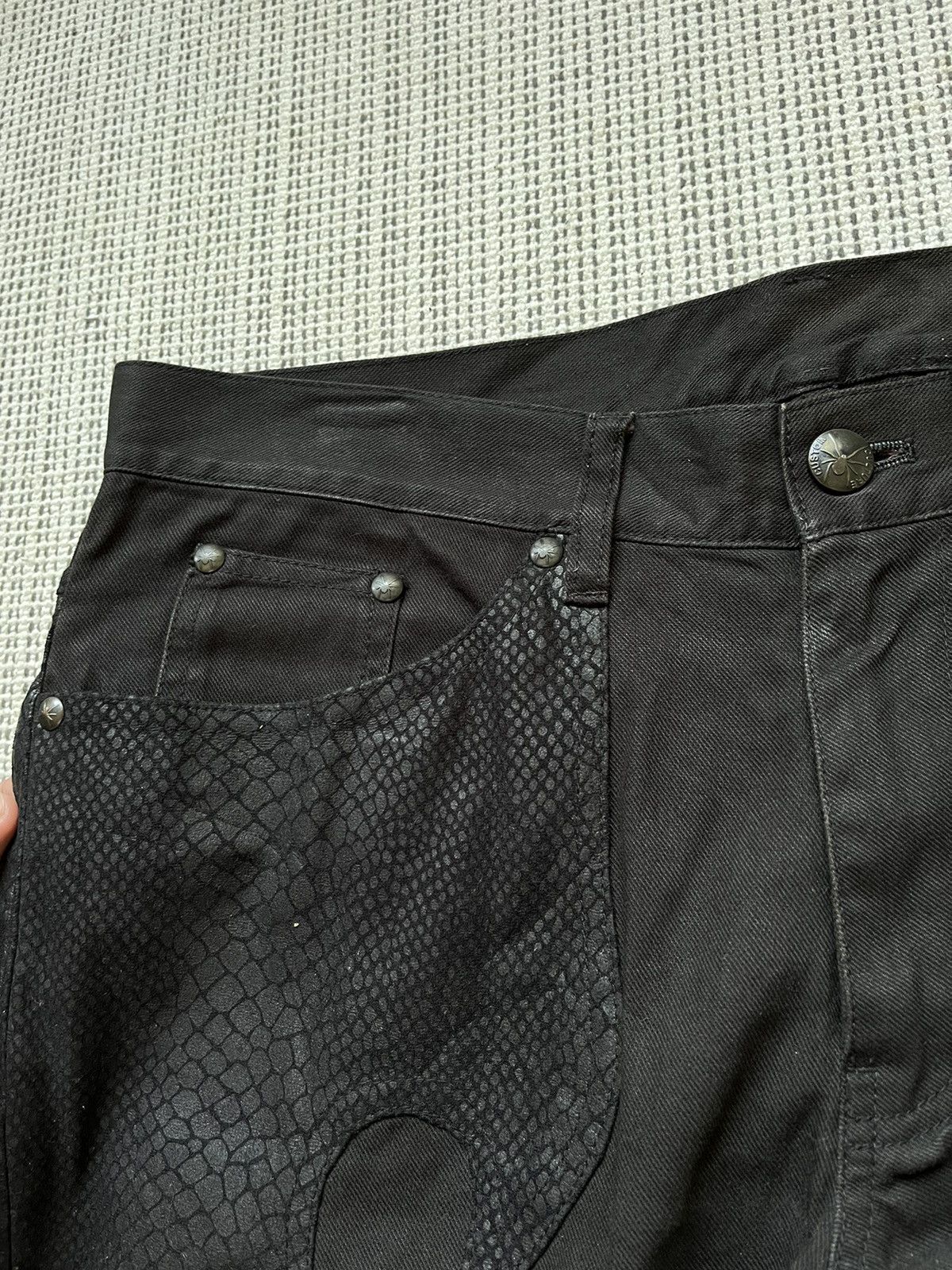 If Six Was Nine × Japanese Brand Custom culture Snake patch faux leather flare jeans Size US 32 / EU 48 - 4 Thumbnail