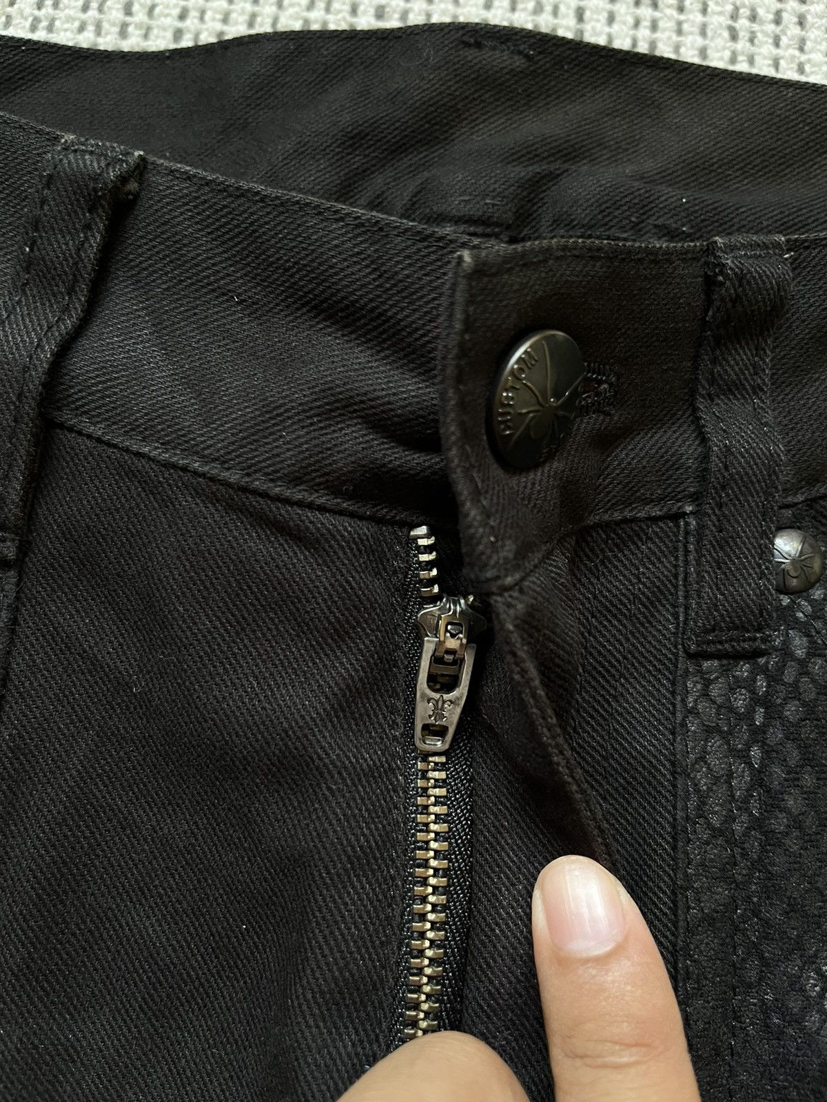 If Six Was Nine × Japanese Brand Custom culture Snake patch faux leather flare jeans Size US 32 / EU 48 - 6 Thumbnail