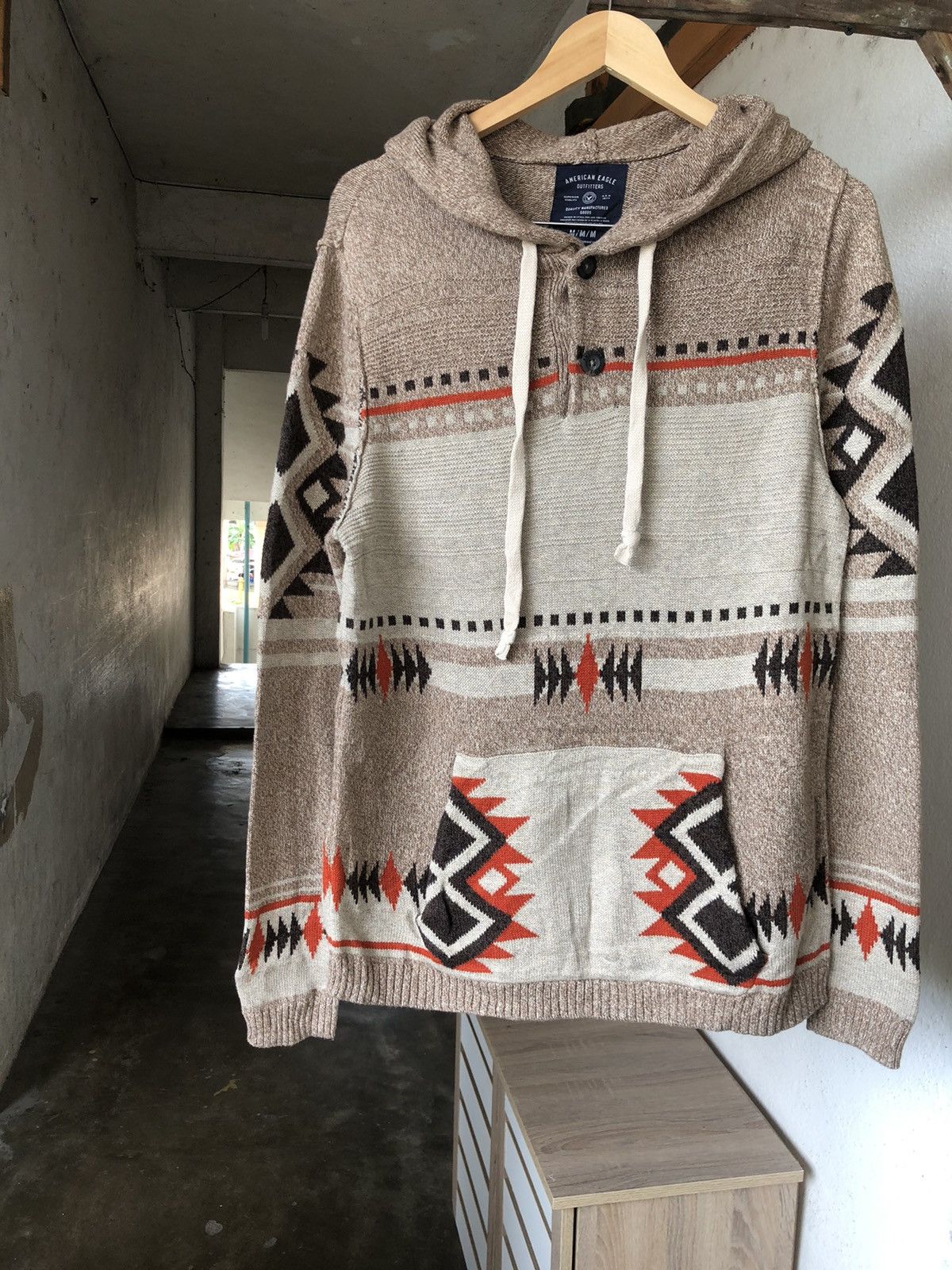 Native Vintage American Eagle Native Chimayo Style Knitwear Hoodie Size US M / EU 48-50 / 2 - 2 Thumbnail