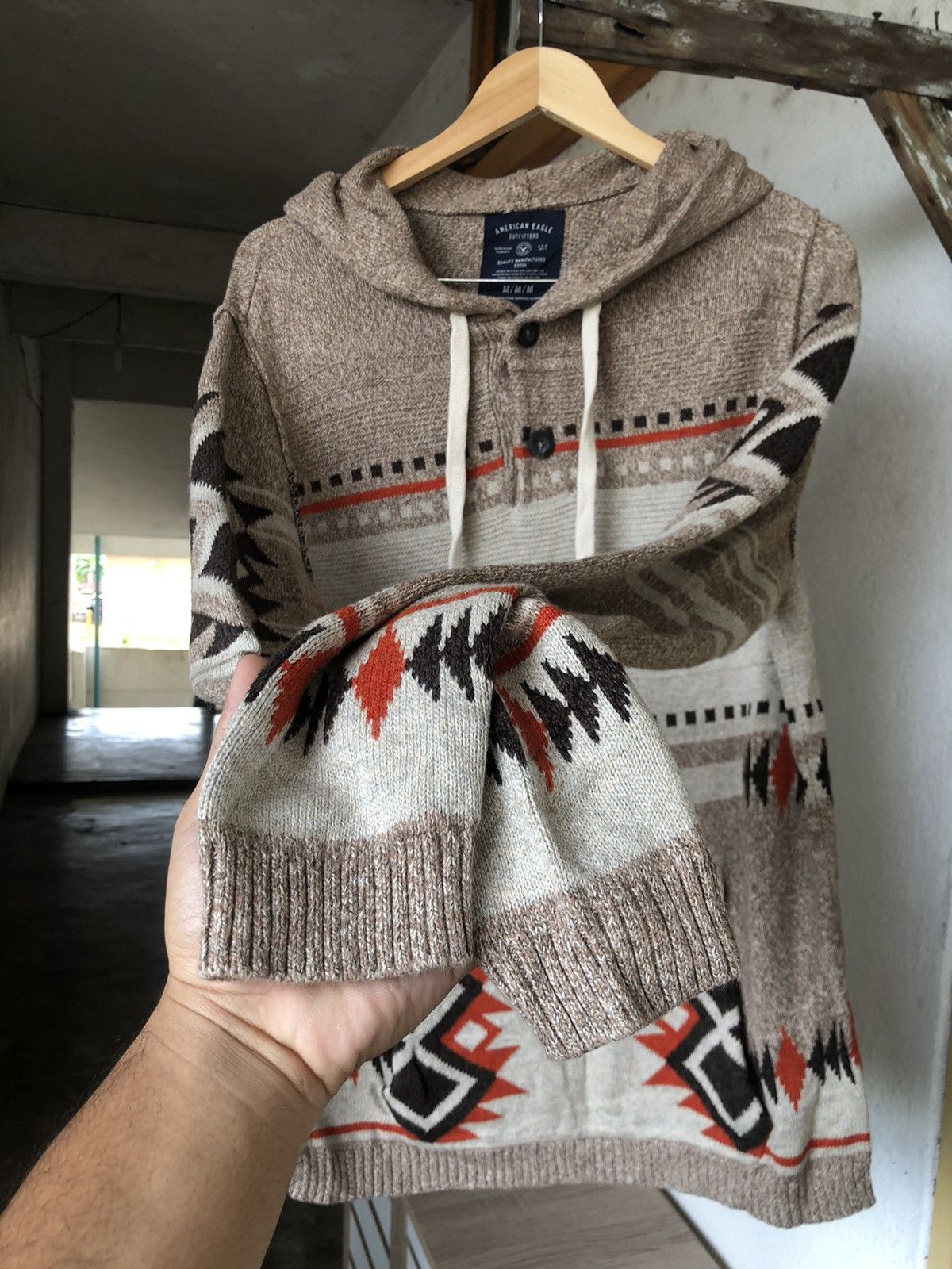 Native Vintage American Eagle Native Chimayo Style Knitwear Hoodie Size US M / EU 48-50 / 2 - 12 Thumbnail