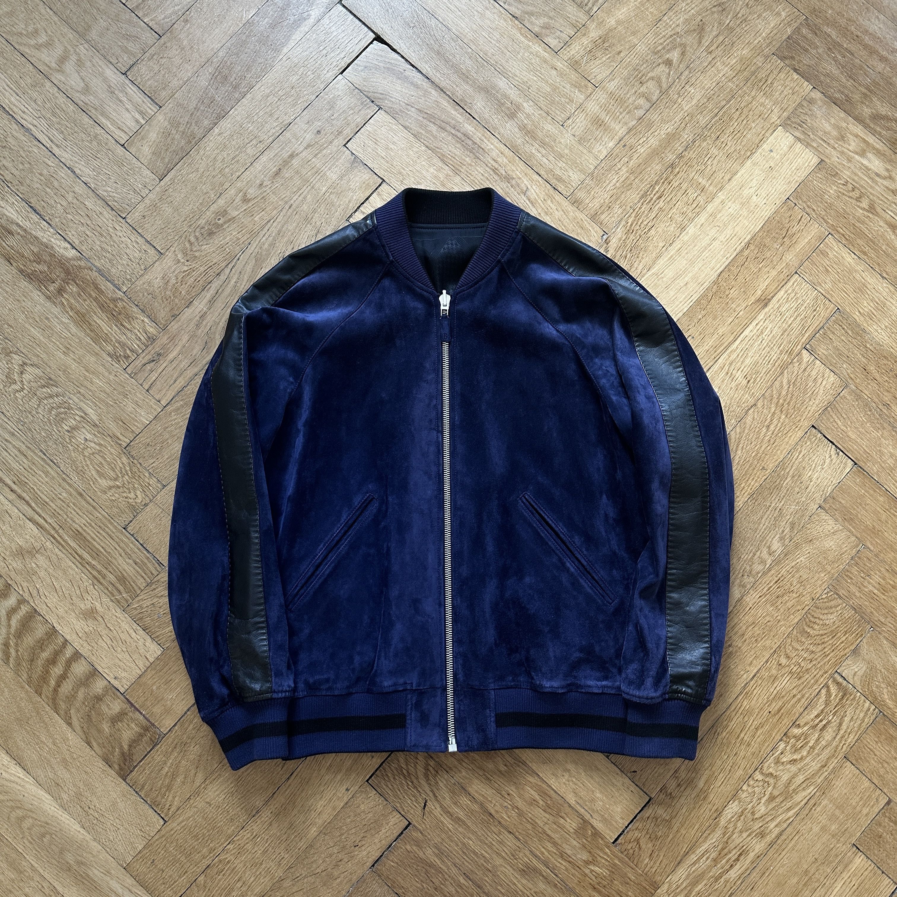 image of Berluti x Haider Ackermann Ss18 Blue Suede Reversible Bomber Jacket, Men's (Size Medium)