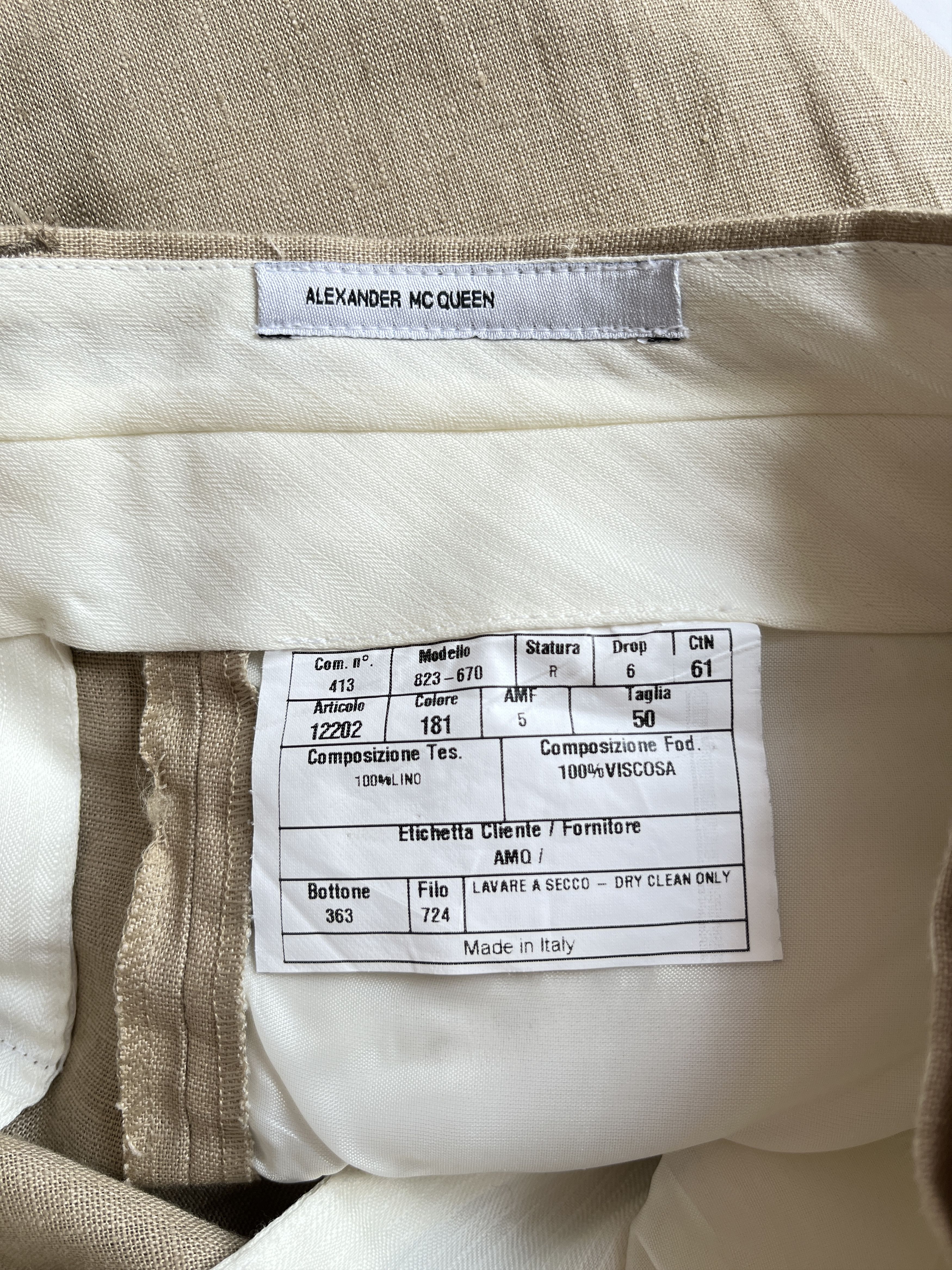 Alexander McQueen ⚡️QUICK SALE⚡️1996 Alexander Mcqueen Beige Linen Size US 34 / EU 50 - 3 Thumbnail