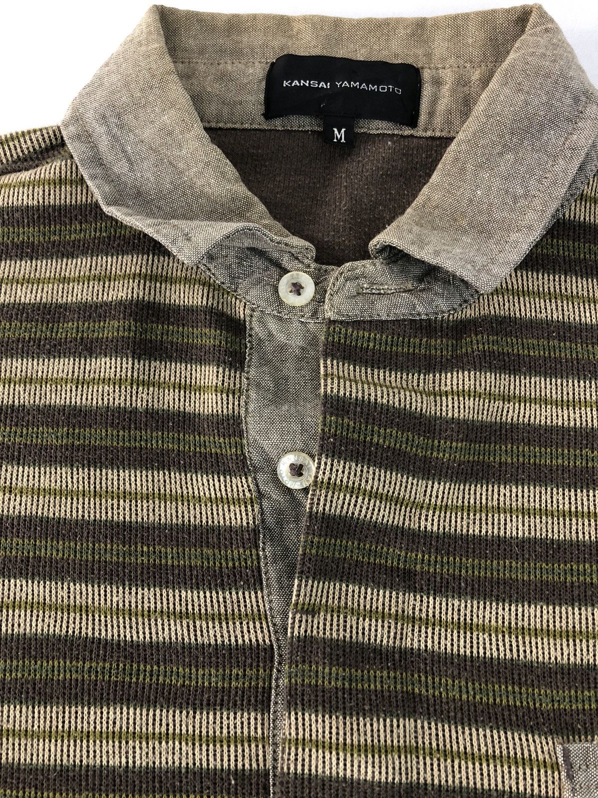 Japanese Brand × Kansai Yamamoto Kansai Yamamoto Striped Single Pocket Polo Longsleeve Tee Size US M / EU 48-50 / 2 - 4 Thumbnail