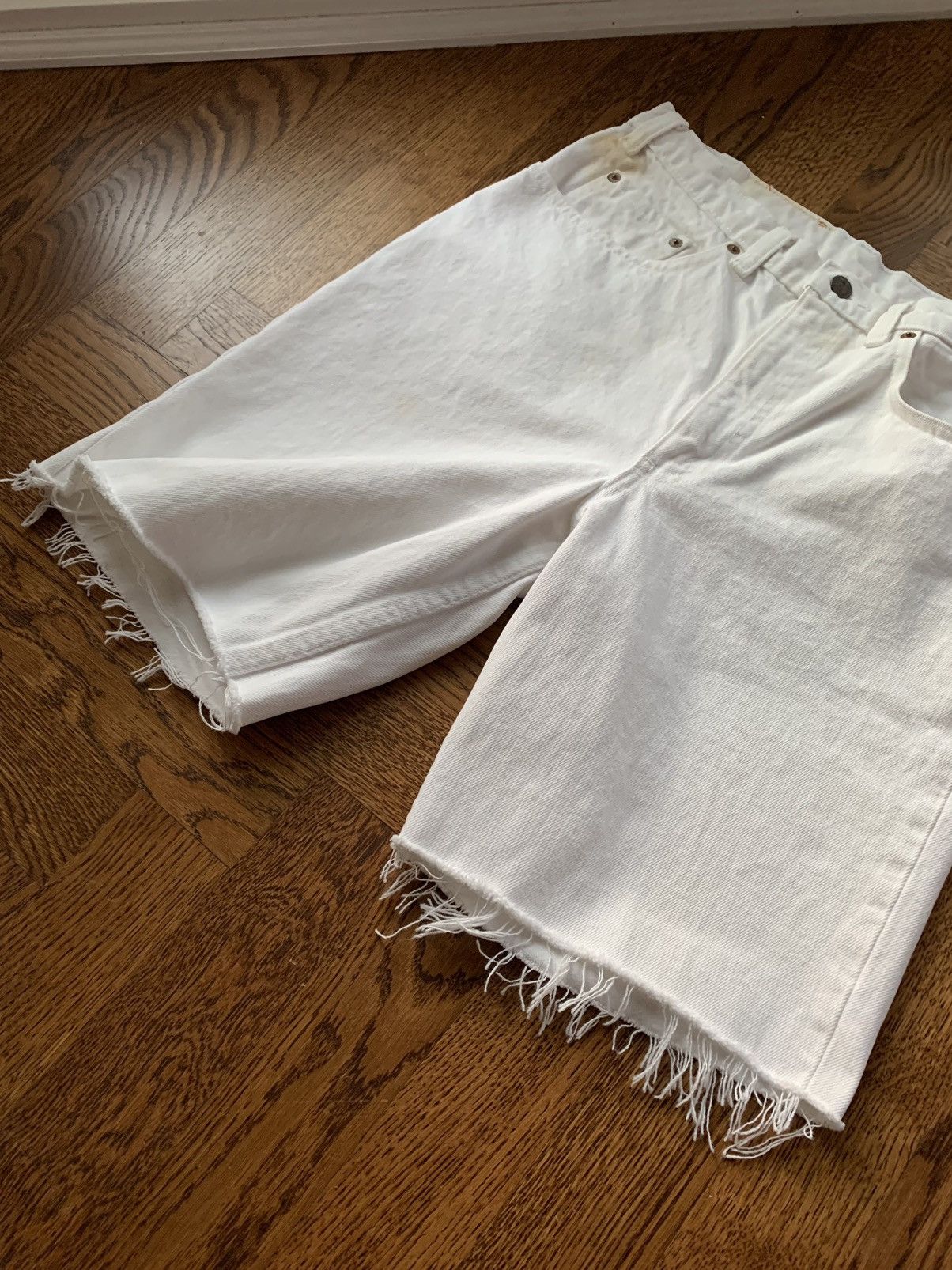 Levi's × Vintage Vintage Levis Jean Shorts 80s White Denim Cutoff Jorts 533 Size US 30 / EU 46 - 5 Thumbnail