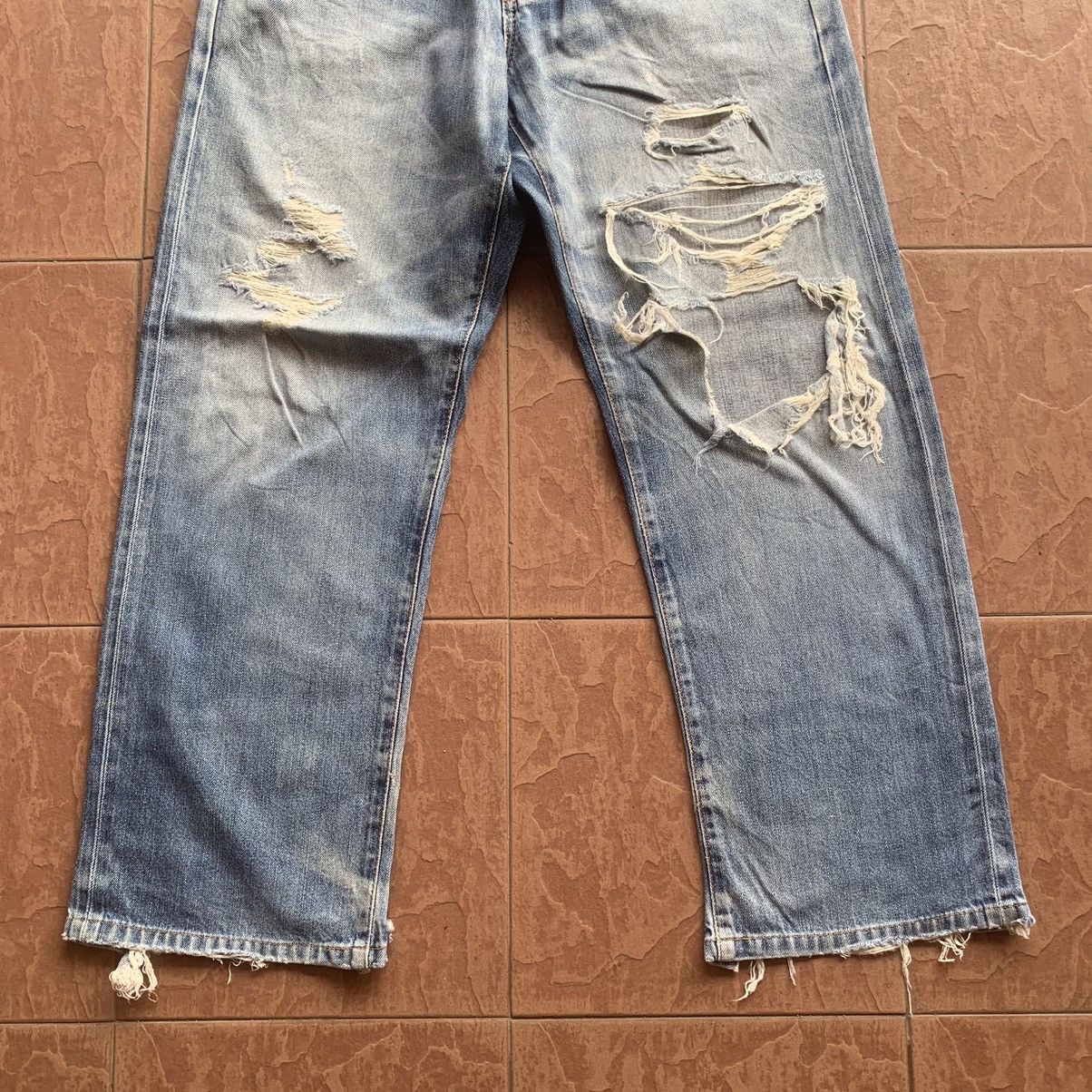Self Edge × Vintage 💥 DESTROYED! REDLINE JEANS EDWIN 505Z DENIM SELVEDGE PANTS Size US 34 / EU 50 - 3 Thumbnail