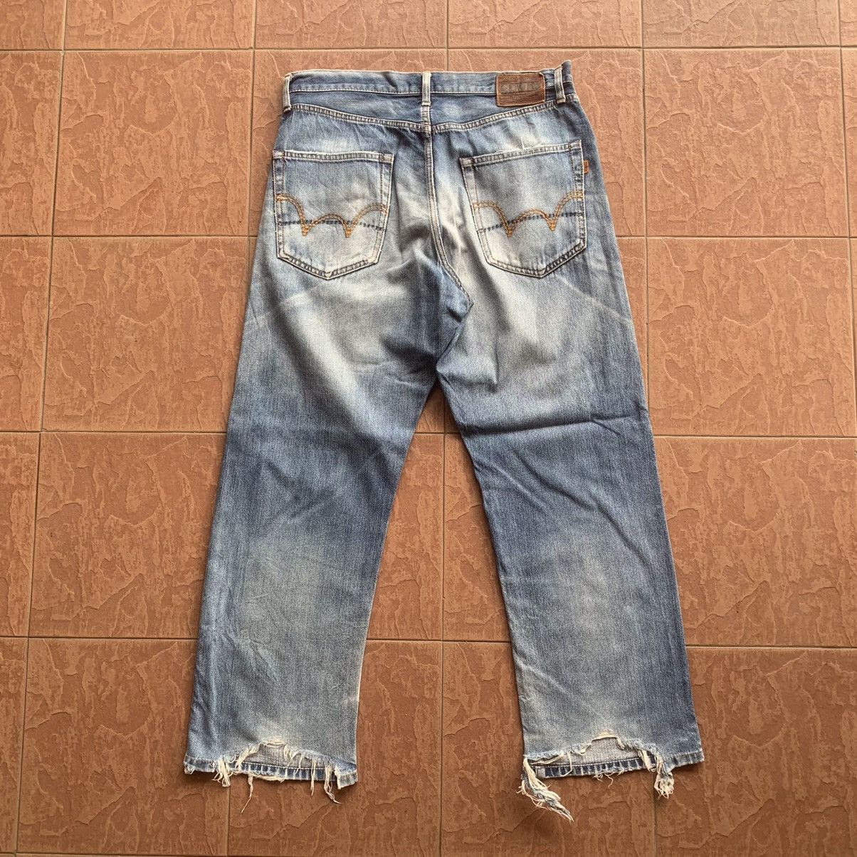 Self Edge × Vintage 💥 DESTROYED! REDLINE JEANS EDWIN 505Z DENIM SELVEDGE PANTS Size US 34 / EU 50 - 9 Thumbnail