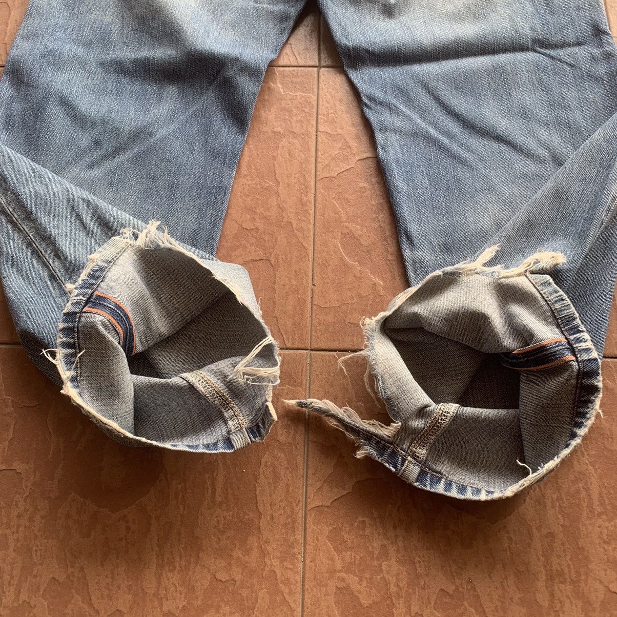 Self Edge × Vintage 💥 DESTROYED! REDLINE JEANS EDWIN 505Z DENIM SELVEDGE PANTS Size US 34 / EU 50 - 12 Thumbnail