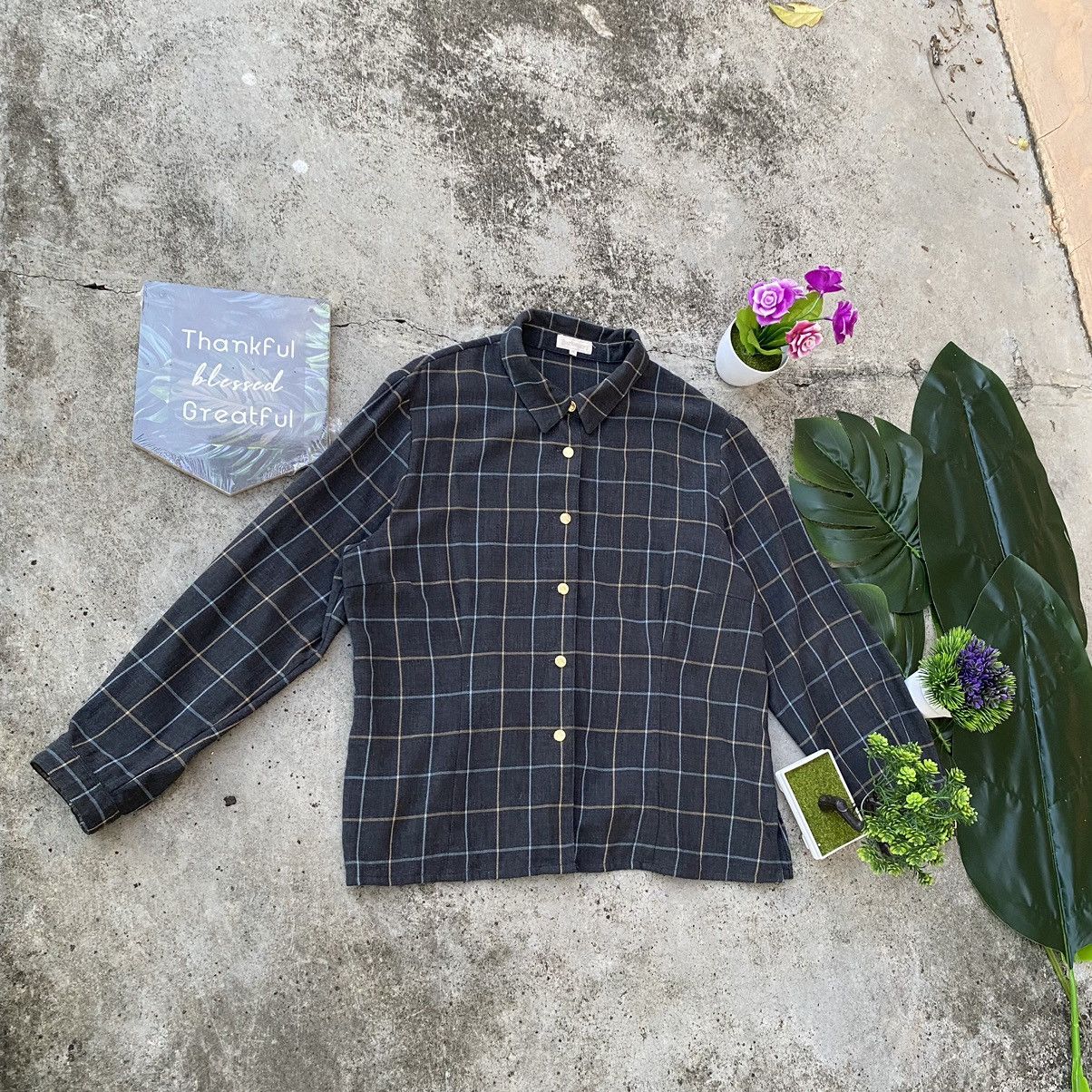 Burberry × Flannel × Vintage Vintage Burberry Checkered Plaid Button Up Size M / US 6-8 / IT 42-44 - 2 Thumbnail