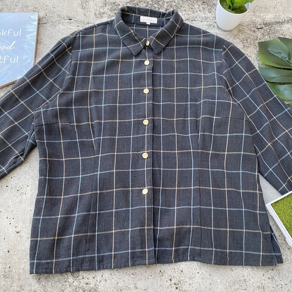 Burberry × Flannel × Vintage Vintage Burberry Checkered Plaid Button Up Size M / US 6-8 / IT 42-44 - 4 Thumbnail
