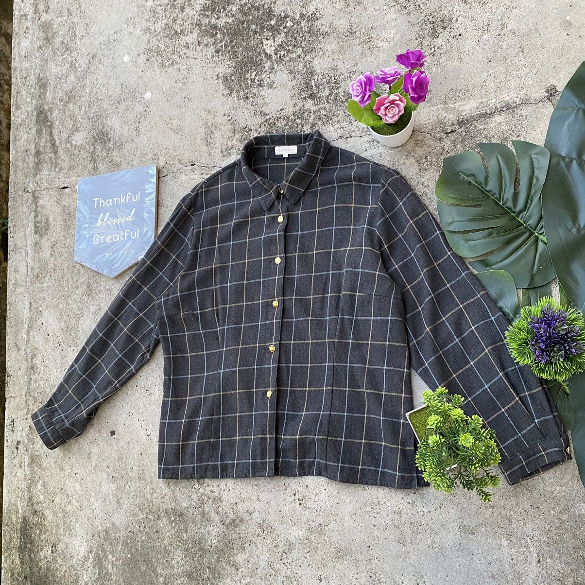 Burberry × Flannel × Vintage Vintage Burberry Checkered Plaid Button Up Size M / US 6-8 / IT 42-44 - 3 Thumbnail