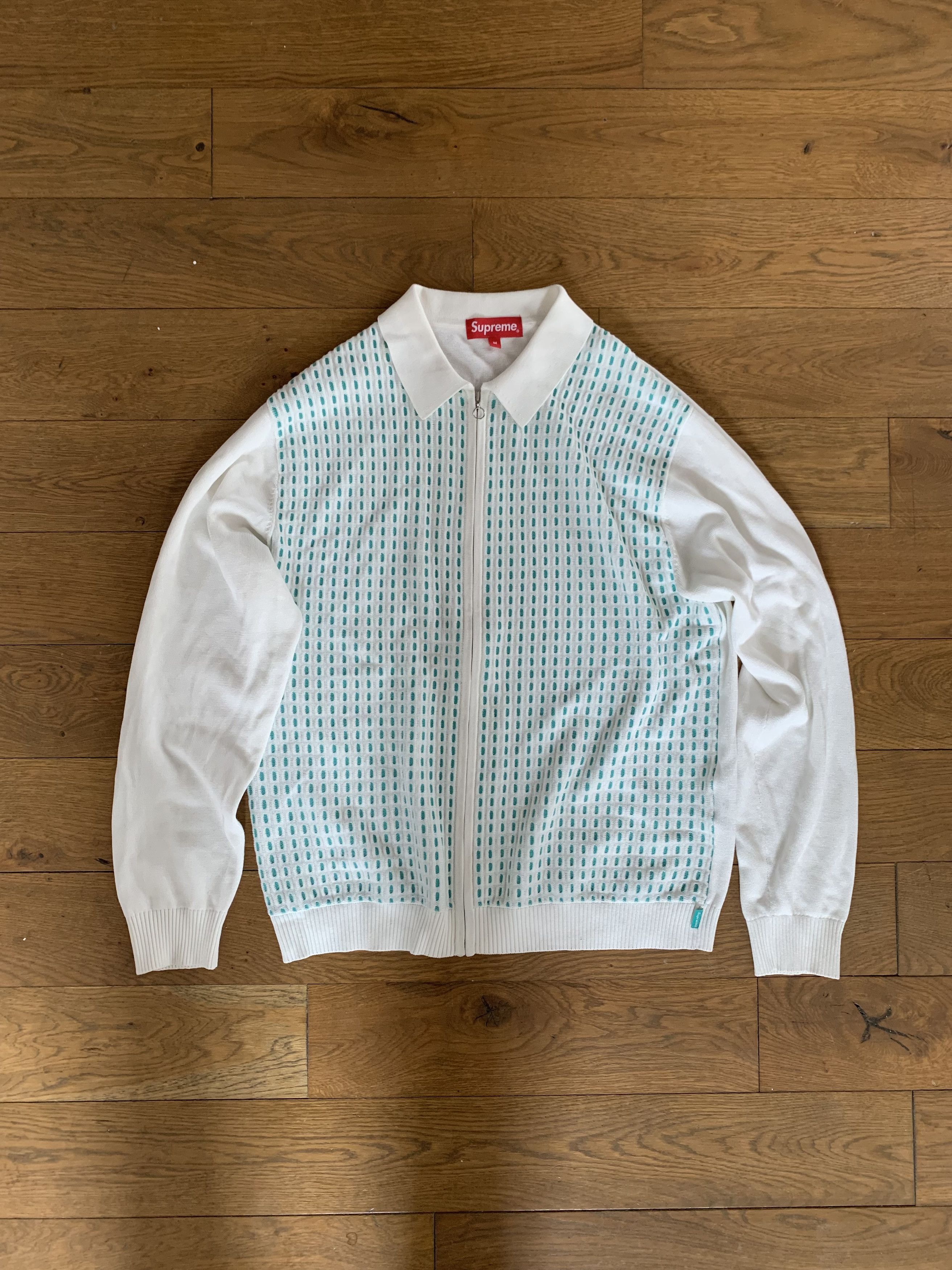 Supreme Dashes Zip Up Knit Polo White Men's - SS18 - US
