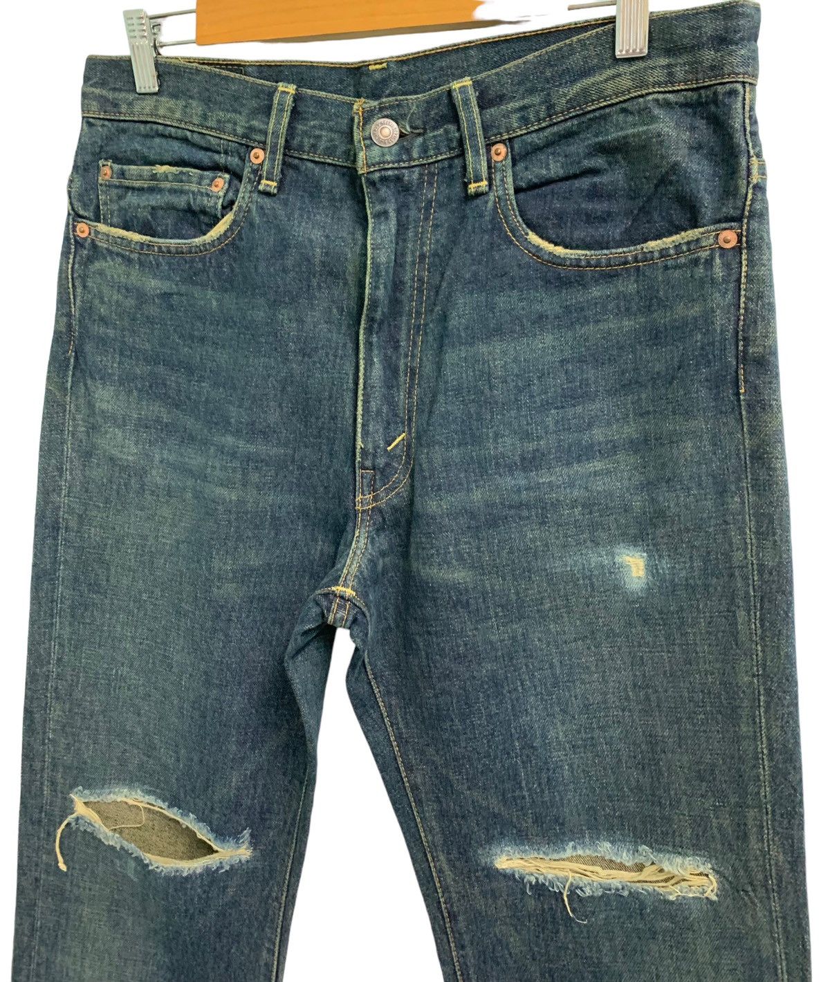 Levi's Vintage LVC Levis 517 Big E Distressed Flare Jeans Size US 32 / EU 48 - 6 Thumbnail
