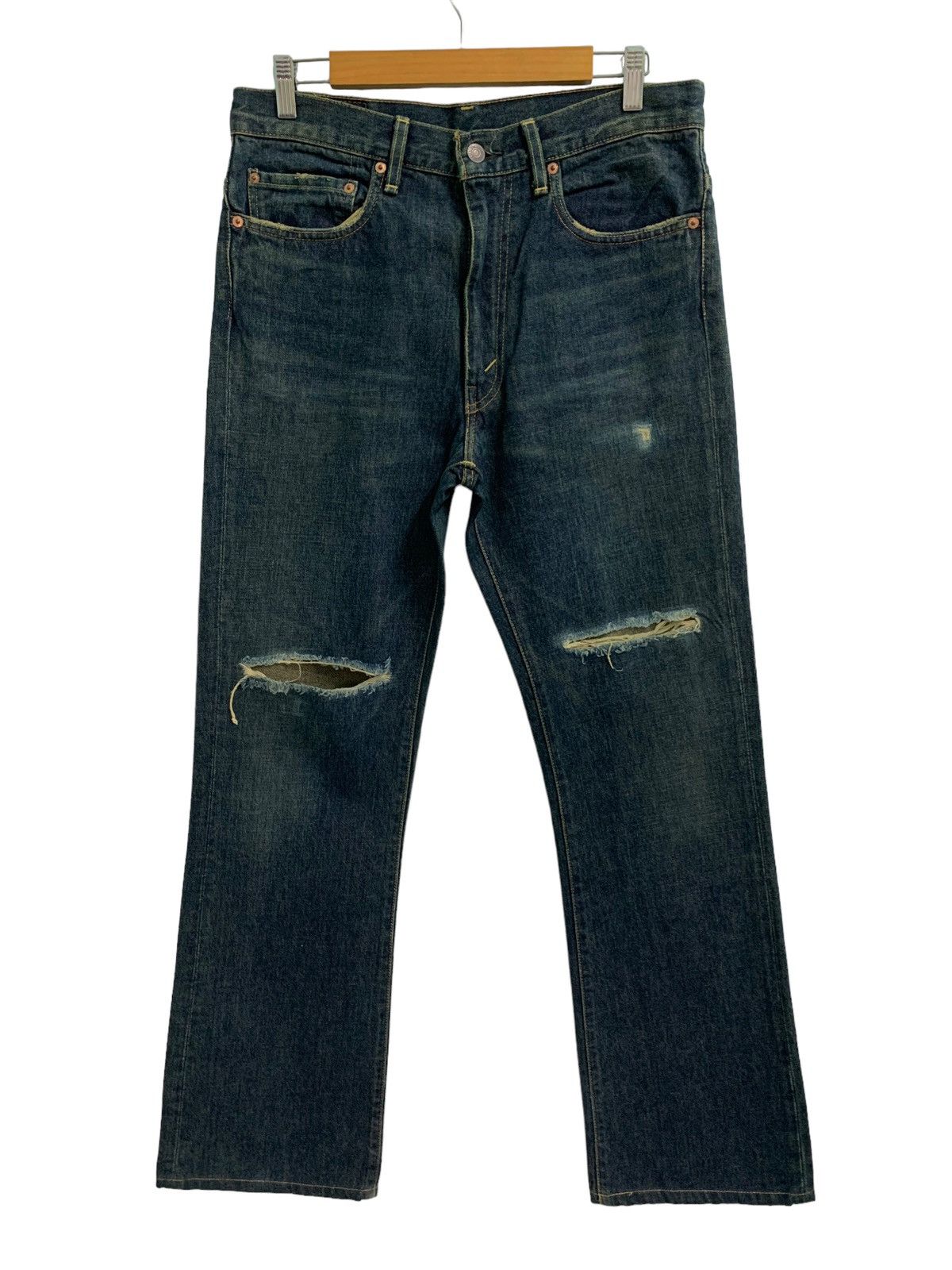 Levi's Vintage LVC Levis 517 Big E Distressed Flare Jeans Size US 32 / EU 48 - 3 Thumbnail