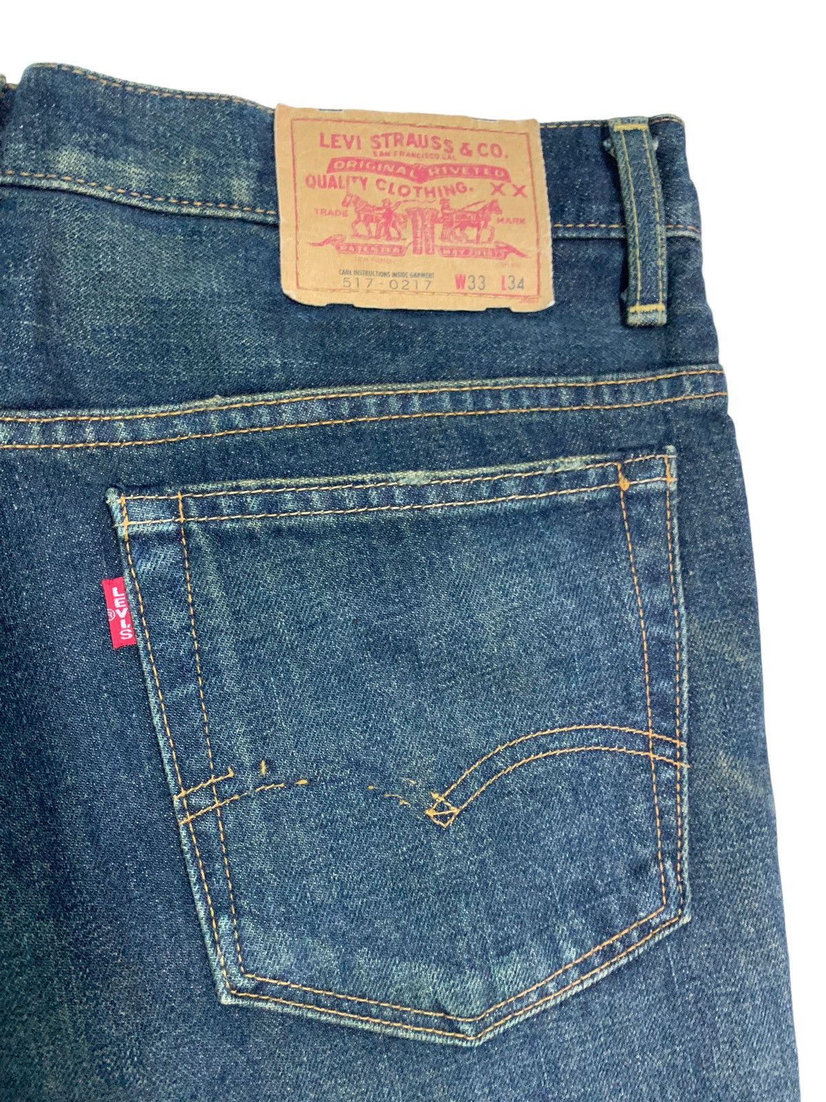 Levi's Vintage LVC Levis 517 Big E Distressed Flare Jeans Size US 32 / EU 48 - 8 Thumbnail