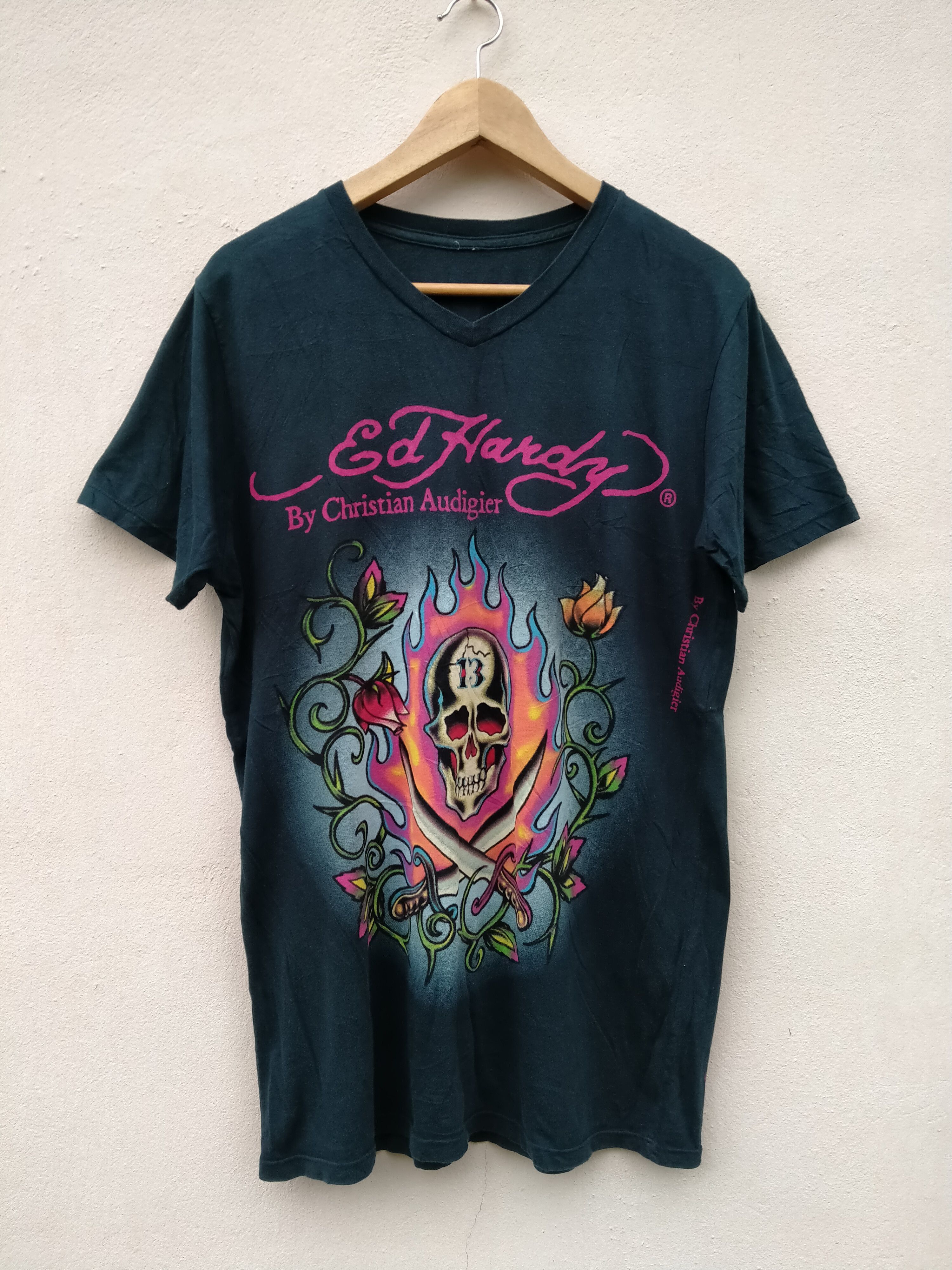 image of Ed Hardy By Christian Audigier Skull 13 Sword, Men's (Size Medium)
