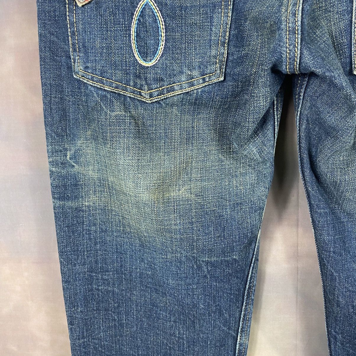 If Six Was Nine × Japanese Brand × Vintage Double Waist Plaid Wording Punk Style Denim Jeans Size 31" - 8 Thumbnail
