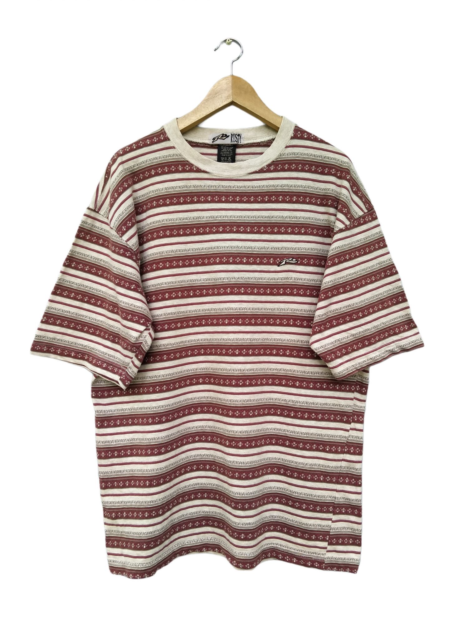 OVER THE STRiPES Vintage 90s Rusty Stripe Tee Size US XL / EU 56 / 4 - 1 Thumbnail