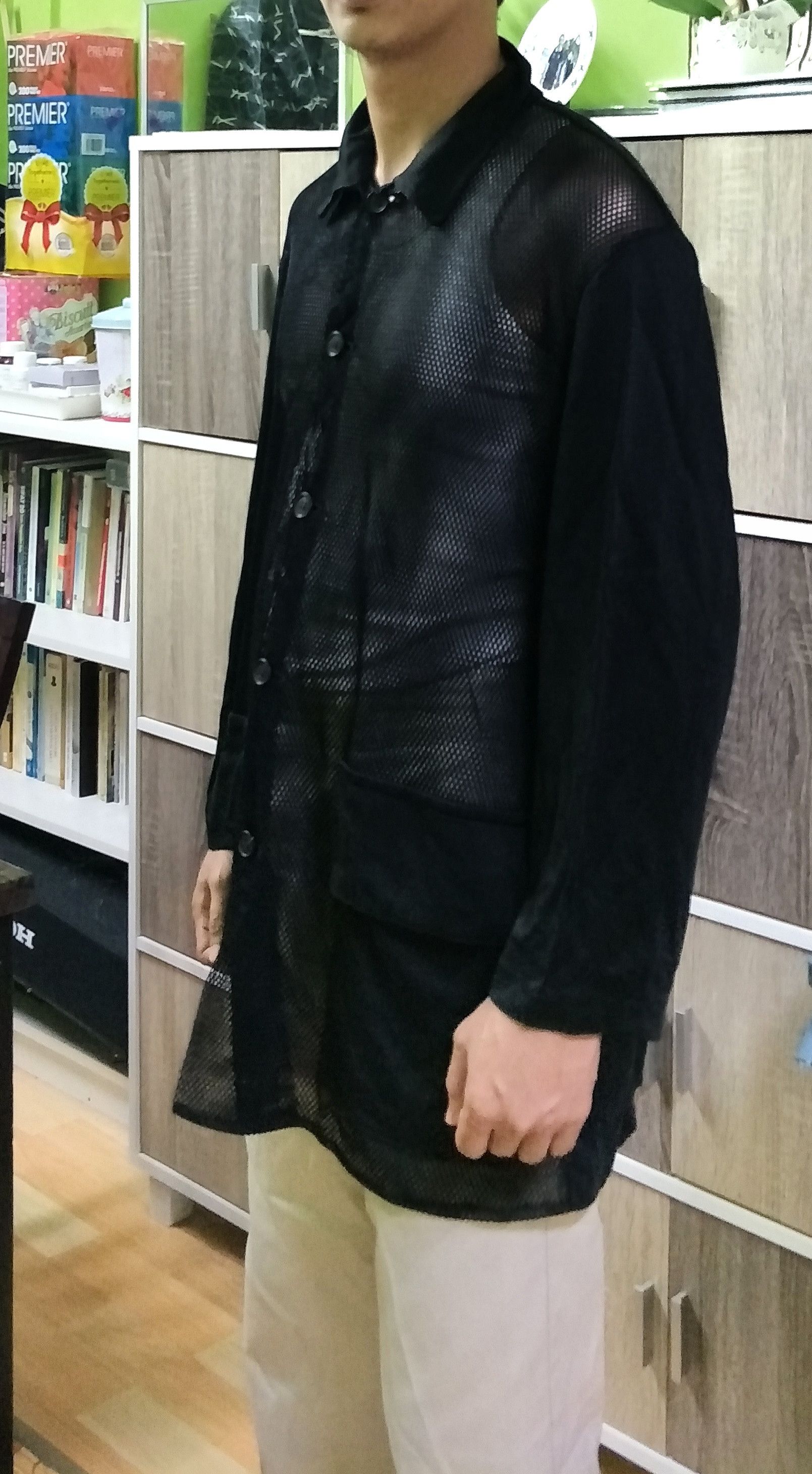 Yohji Yamamoto Y's for men Mesh Net Rayon Cotton Black Avant-Garde Size US L / EU 52-54 / 3 - 2 Thumbnail
