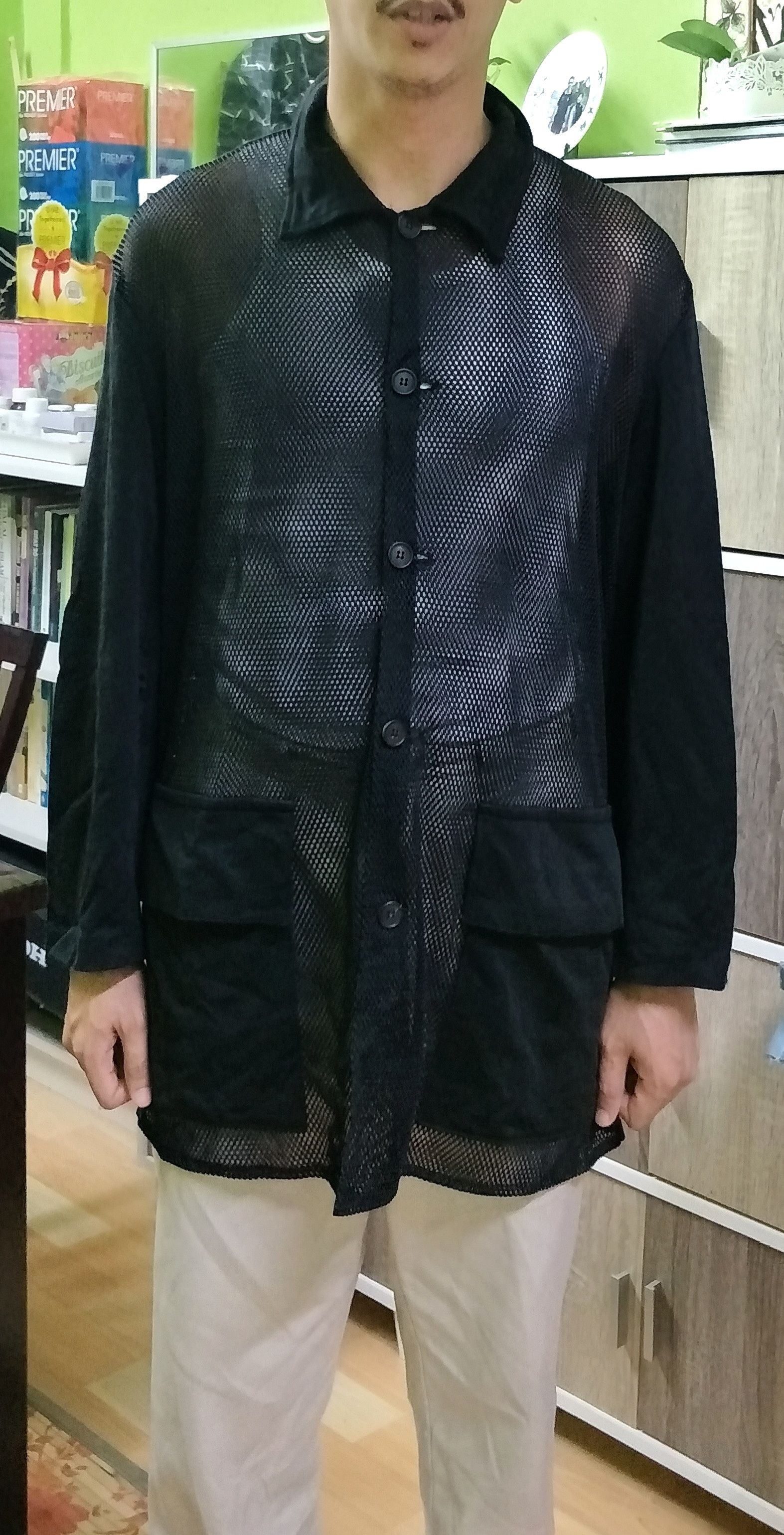 Yohji Yamamoto Y's for men Mesh Net Rayon Cotton Black Avant-Garde Size US L / EU 52-54 / 3 - 1 Thumbnail