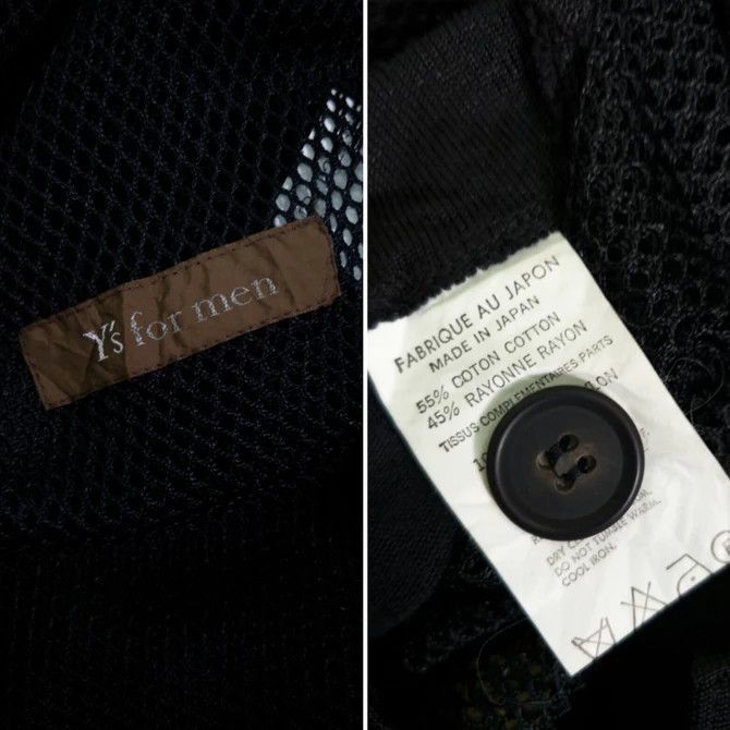 Yohji Yamamoto Y's for men Mesh Net Rayon Cotton Black Avant-Garde Size US L / EU 52-54 / 3 - 12 Thumbnail