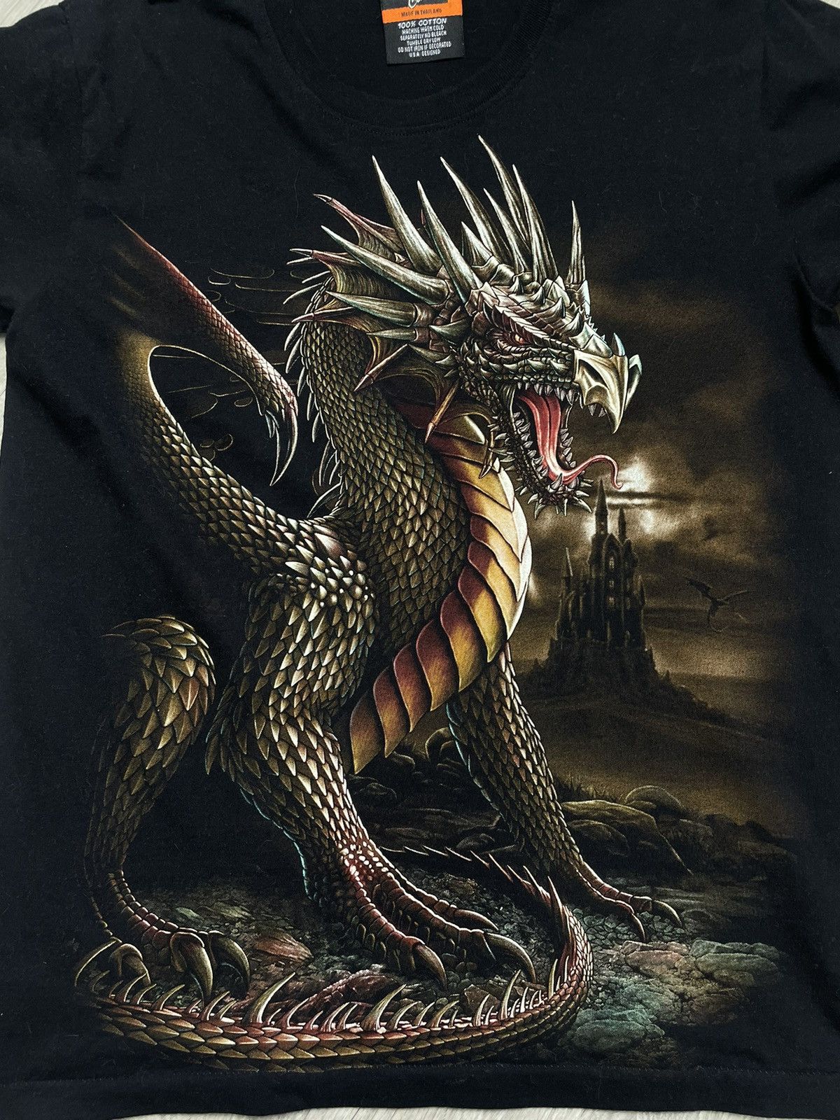 Rock Eagle Dragon Print T Shirt
