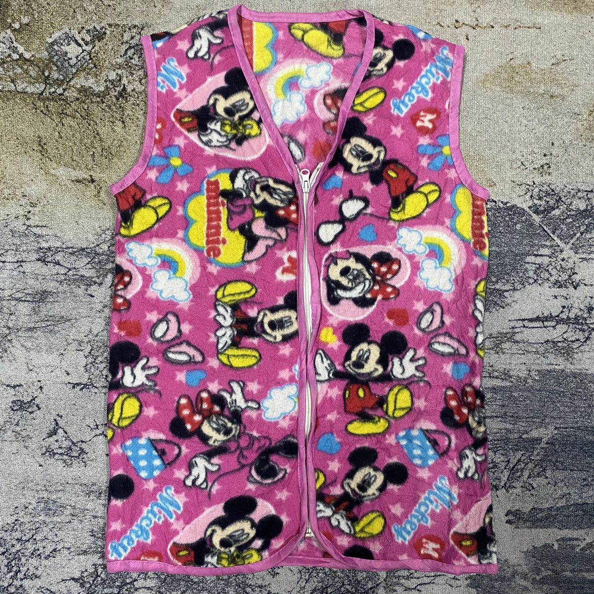 Japanese Brand × Mickey Mouse × Vintage Vintage Mickey Mouse Full Print Fleece Vest Size S / US 4 / IT 40 - 2 Thumbnail