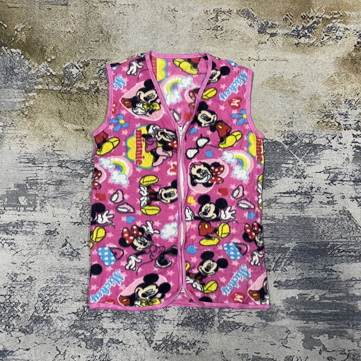 Japanese Brand × Mickey Mouse × Vintage Vintage Mickey Mouse Full Print Fleece Vest Size S / US 4 / IT 40 - 1 Thumbnail