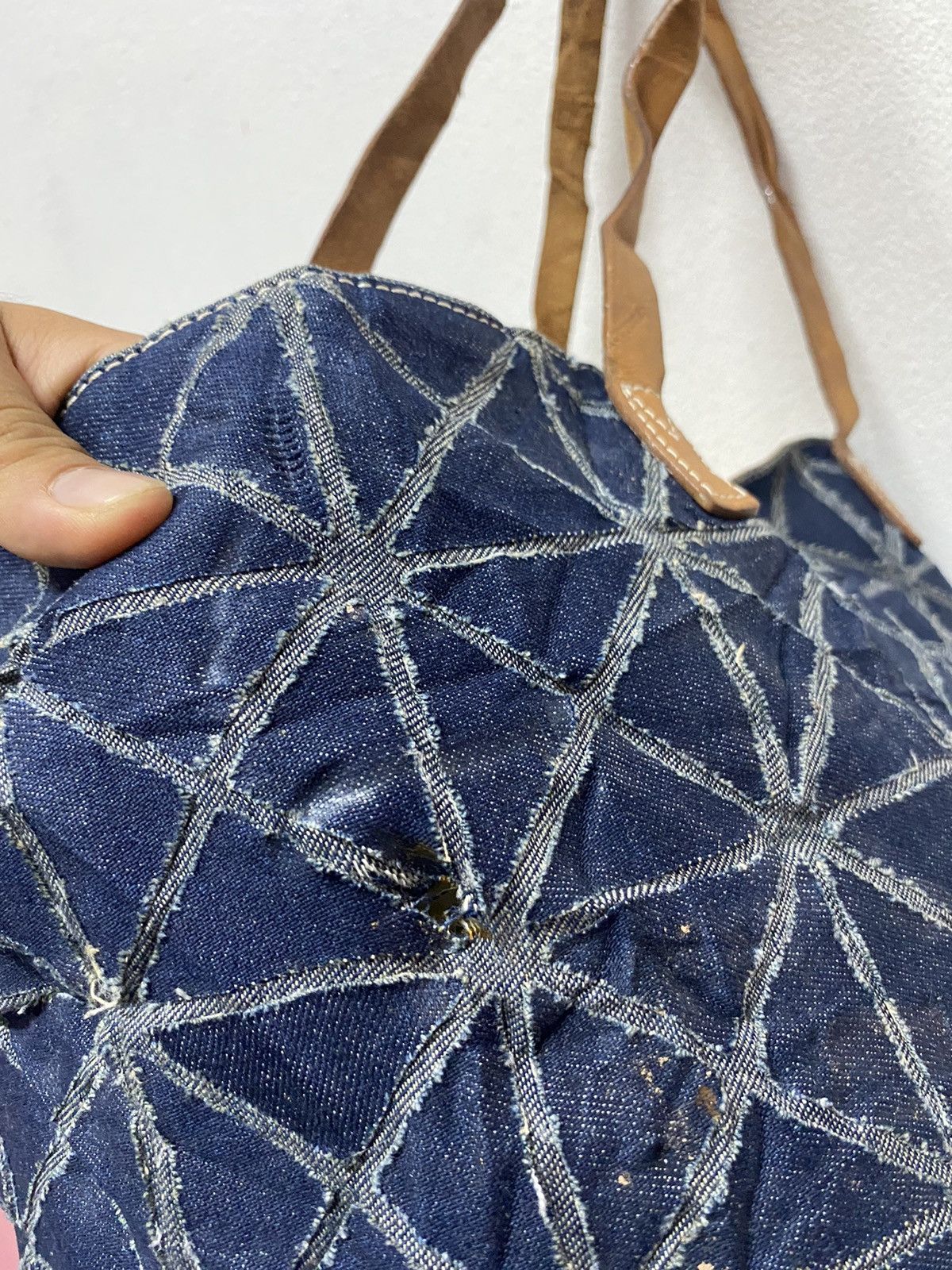 Designer × Pleats Please Issey Miyake Issey miyake Pleats please Patchwork Denim Tote Bag Size ONE SIZE - 5 Thumbnail