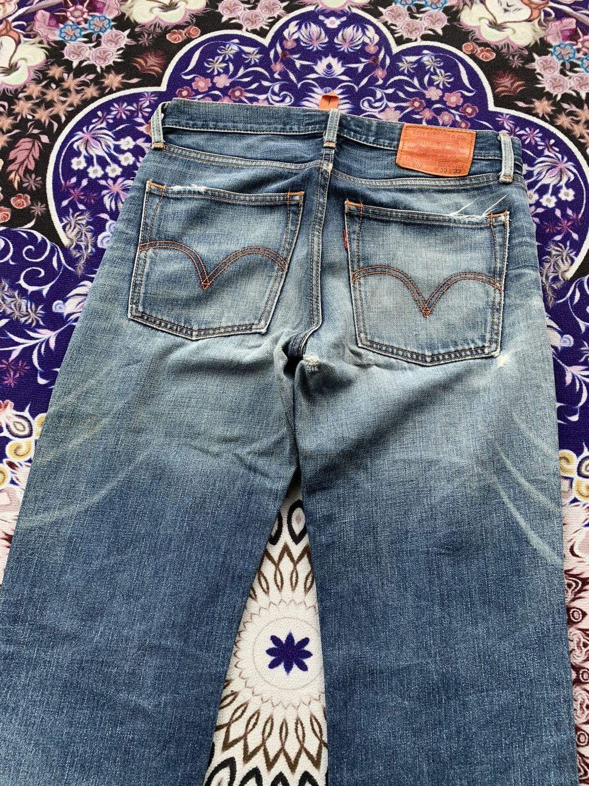 Levi's Vintage Clothing Levis 502 Faded Distressed Denim Size US 33 - 12 Thumbnail
