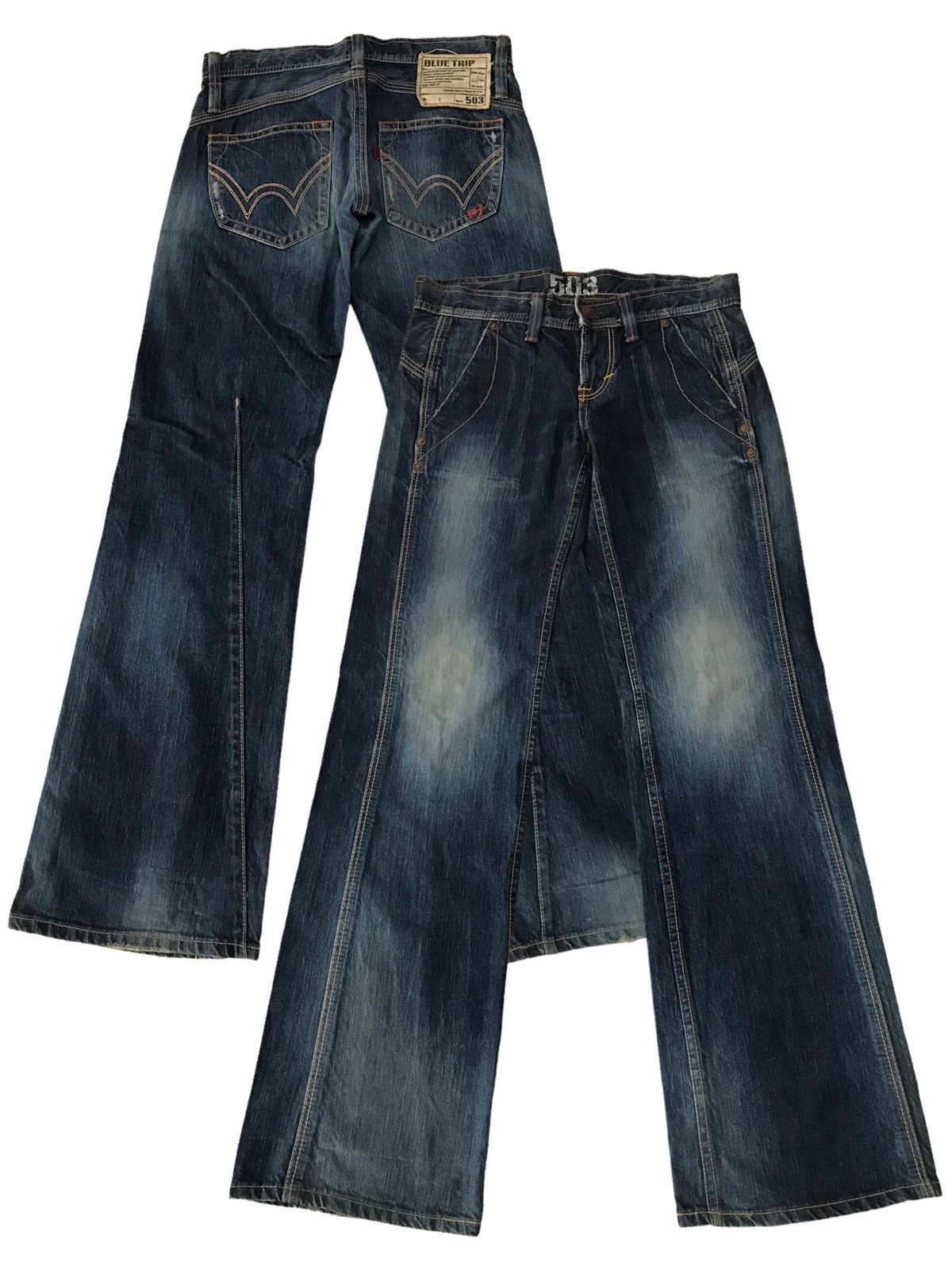 image of Flare Jeans Vintage Edwin 503 Faded Blue Low Rise Denim in Washed Blue, Men's (Size 30)