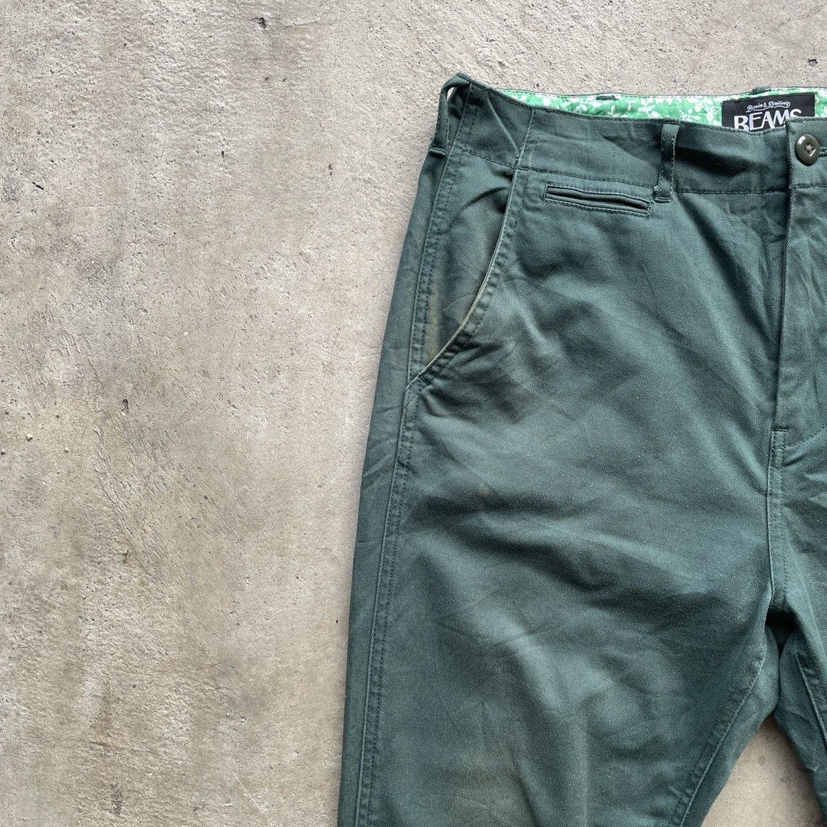 Japanese Brand Vintage Beams Japanese Brand Green Crop Trousers Pants Size US 30 / EU 46 - 4 Thumbnail