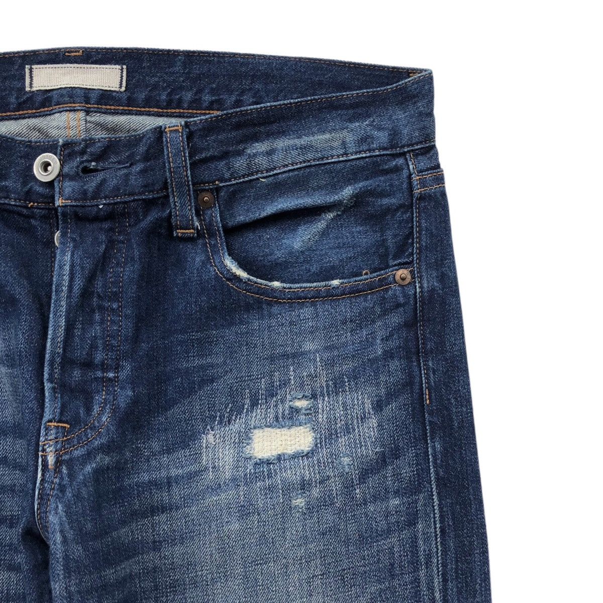Japanese Brand Japanese indigo blue UNIQLO distressed Selvedge Denim Jeans Size US 32 / EU 48 - 4 Thumbnail