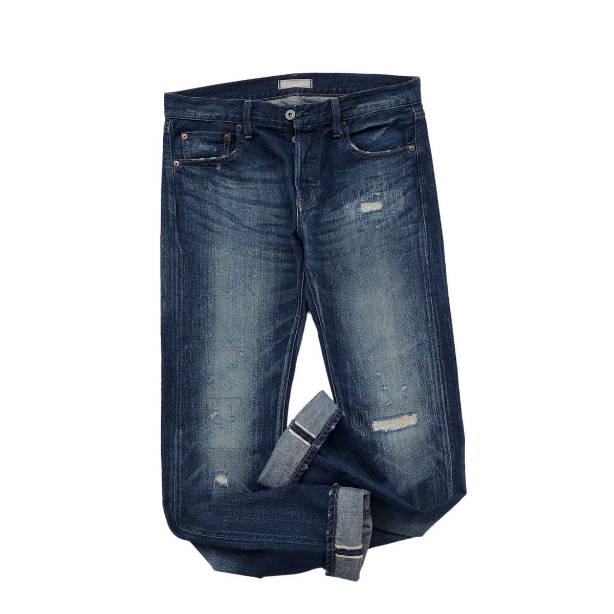 Japanese Brand Japanese indigo blue UNIQLO distressed Selvedge Denim Jeans Size US 32 / EU 48 - 8 Thumbnail