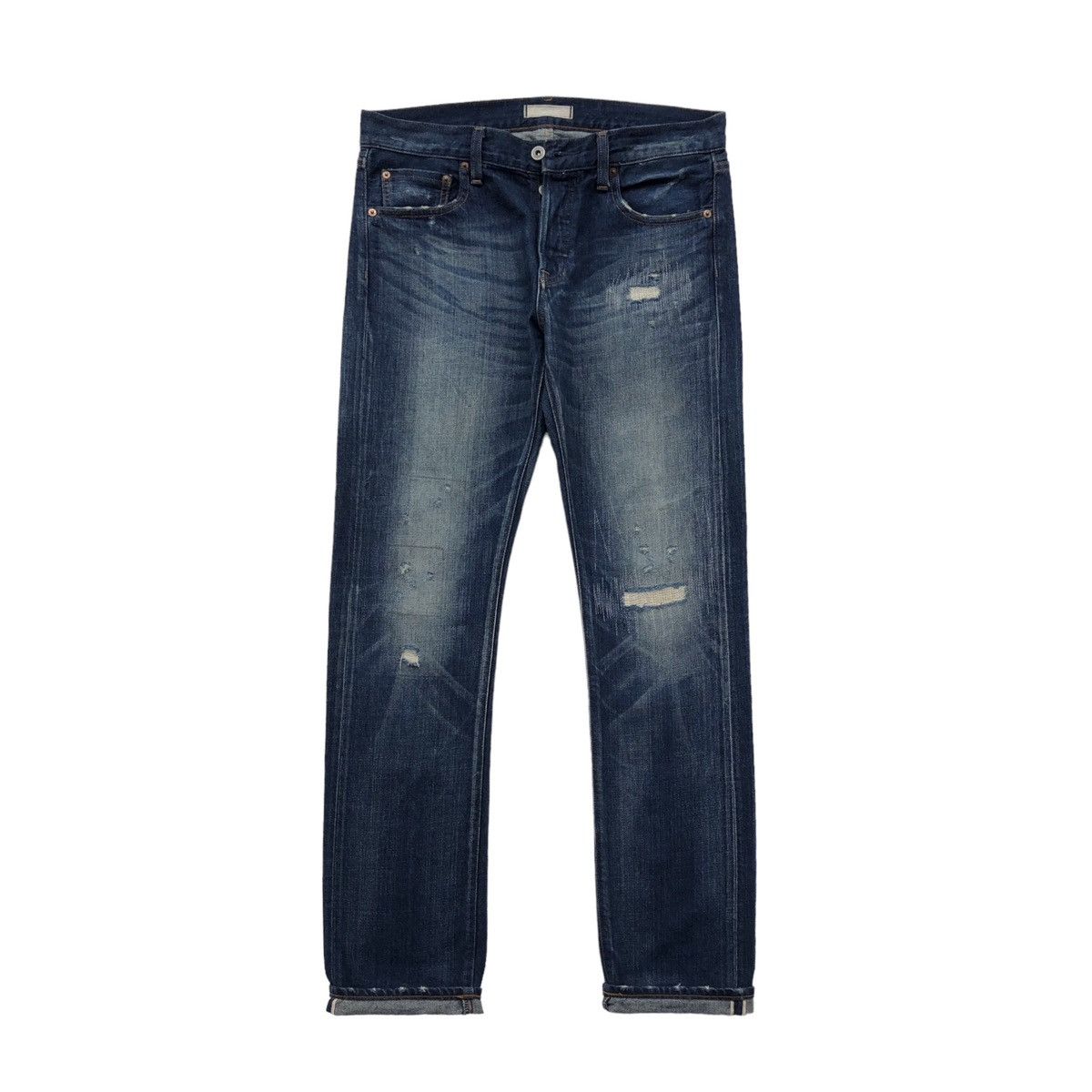 Japanese Brand Japanese indigo blue UNIQLO distressed Selvedge Denim Jeans Size US 32 / EU 48 - 7 Thumbnail