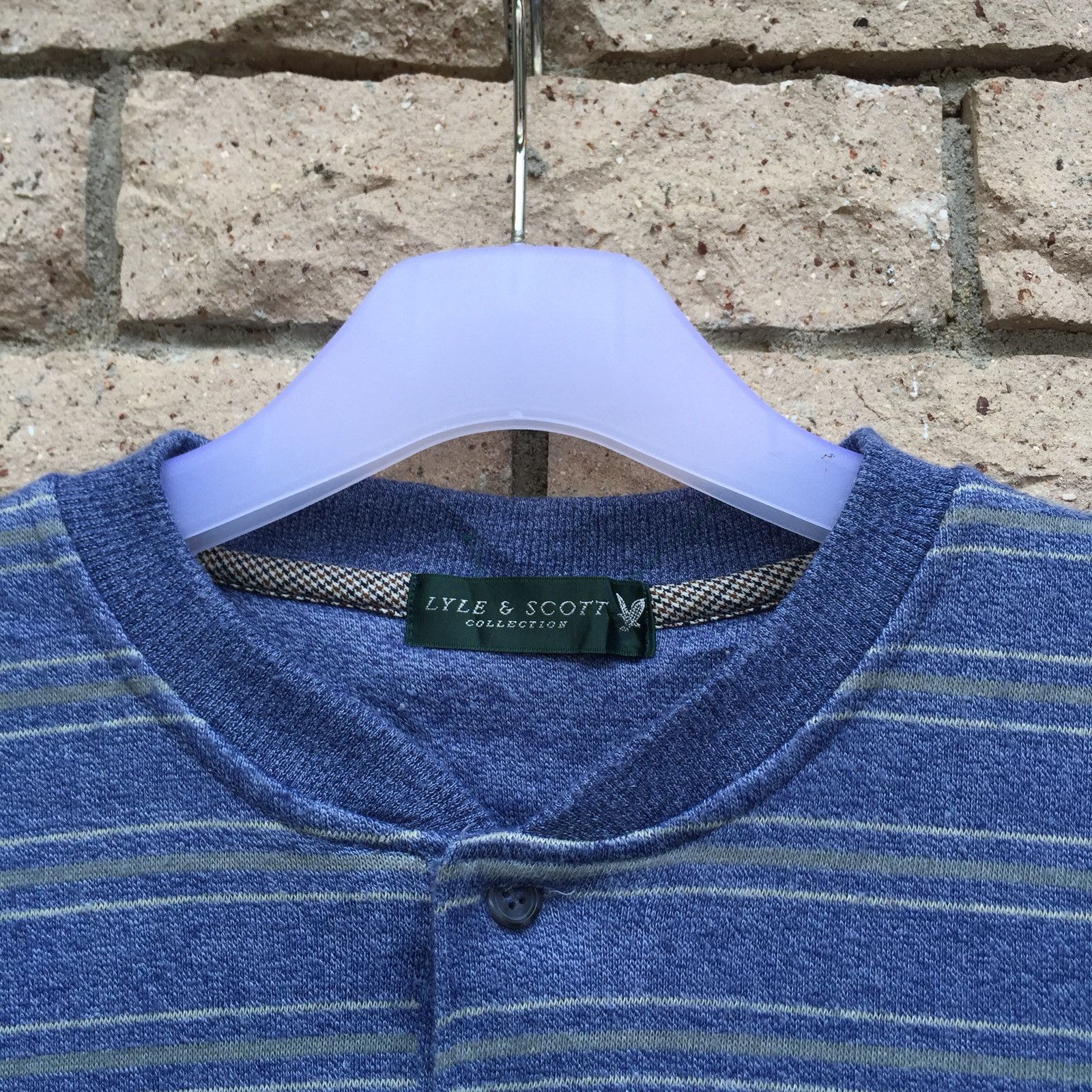 Lyle & Scott × Vintage LYLE AND SCOTT sweatshirt small logo.. horizontal striped Size US L / EU 52-54 / 3 - 3 Thumbnail