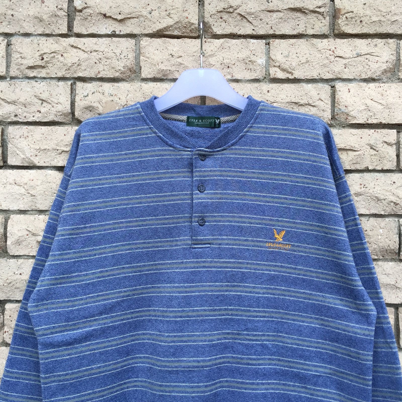 Lyle & Scott × Vintage LYLE AND SCOTT sweatshirt small logo.. horizontal striped Size US L / EU 52-54 / 3 - 2 Thumbnail