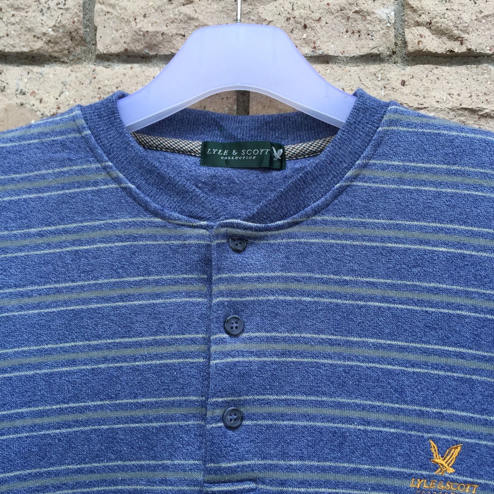Lyle & Scott × Vintage LYLE AND SCOTT sweatshirt small logo.. horizontal striped Size US L / EU 52-54 / 3 - 4 Thumbnail