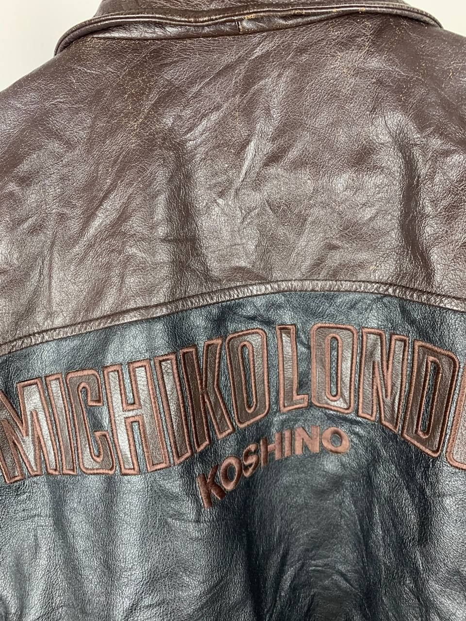 Michiko Koshino London Vintage Michiko London Embroidered Logo Leather Bomber Size US L / EU 52-54 / 3 - 7 Thumbnail