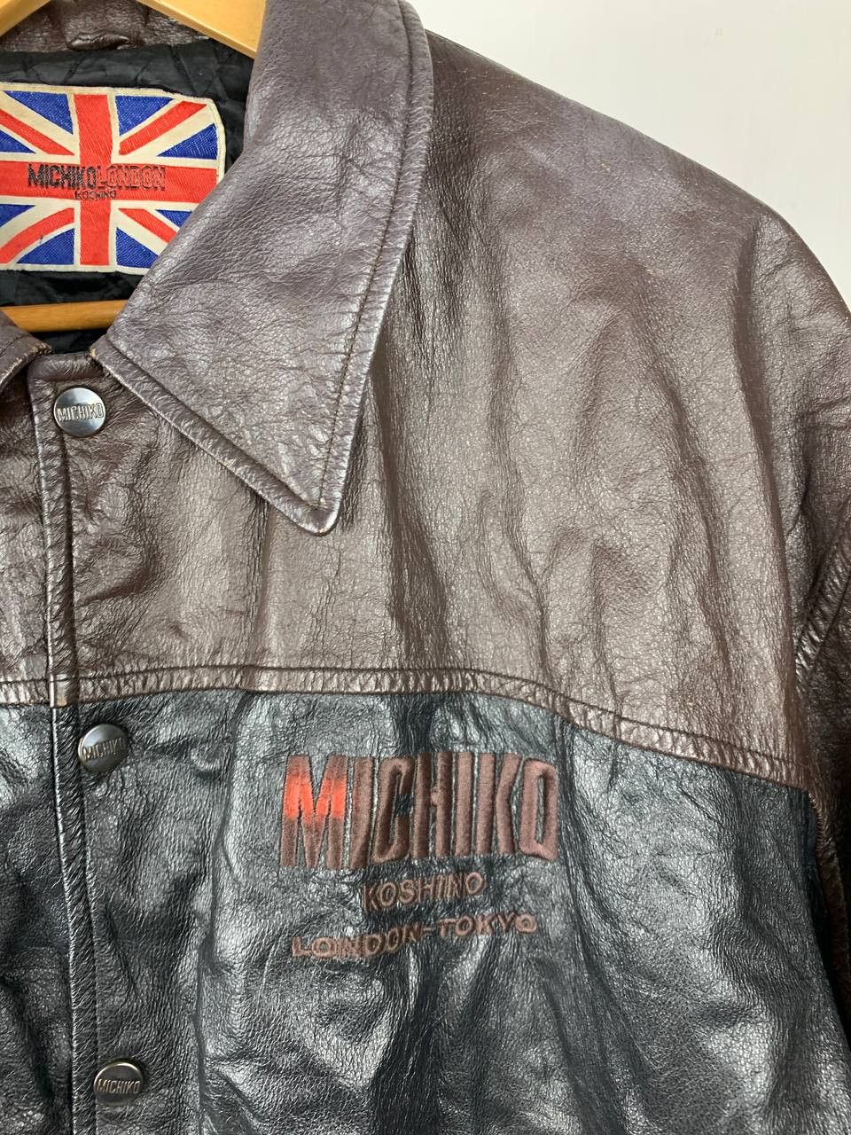 Michiko Koshino London Vintage Michiko London Embroidered Logo Leather Bomber Size US L / EU 52-54 / 3 - 3 Thumbnail