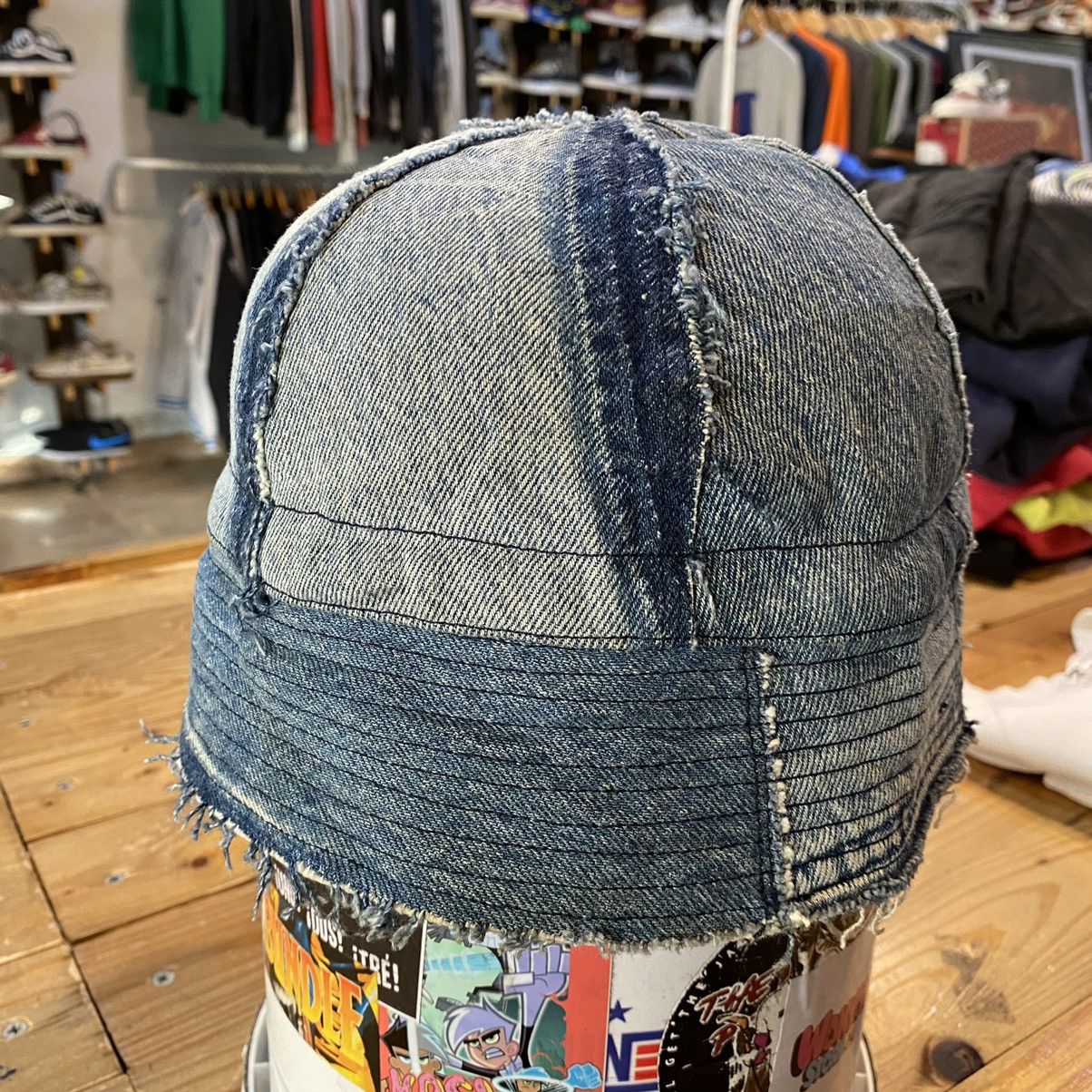 Blue Blue Japan Blue/Blue Japanese Brand Denim Jeans Distressed Bucket Hats Size ONE SIZE - 2 Thumbnail