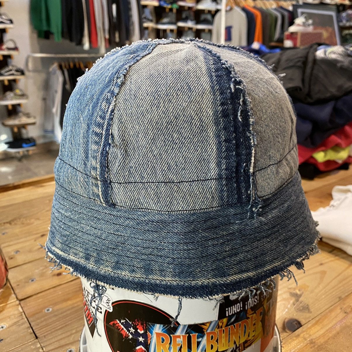 Blue Blue Japan Blue/Blue Japanese Brand Denim Jeans Distressed Bucket Hats Size ONE SIZE - 1 Thumbnail