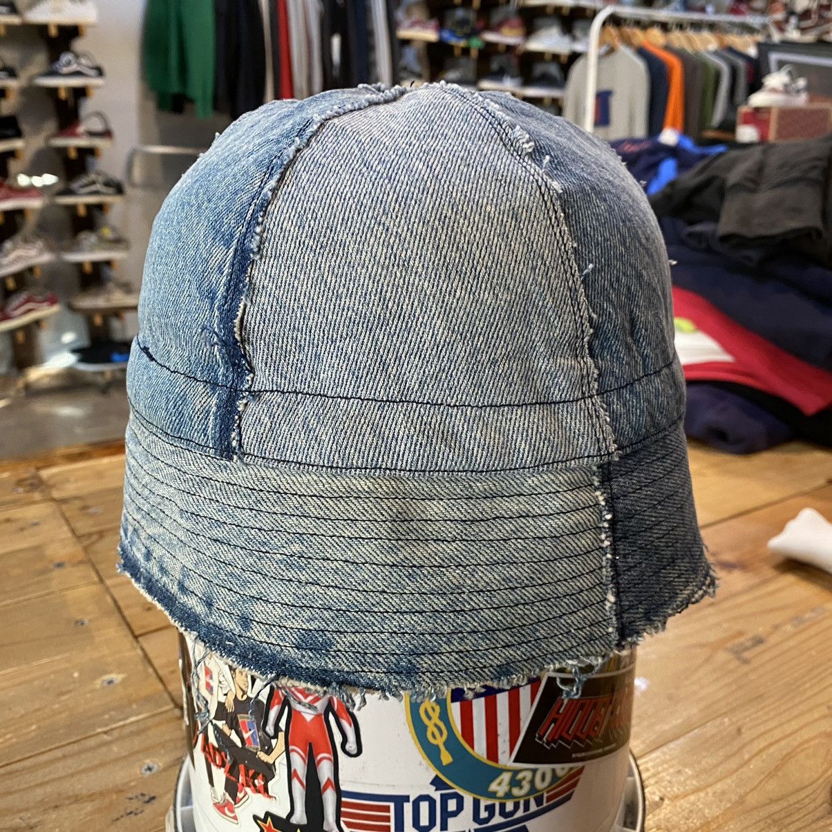Blue Blue Japan Blue/Blue Japanese Brand Denim Jeans Distressed Bucket Hats Size ONE SIZE - 4 Thumbnail