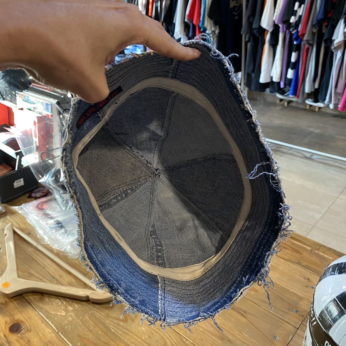 Blue Blue Japan Blue/Blue Japanese Brand Denim Jeans Distressed Bucket Hats Size ONE SIZE - 6 Thumbnail