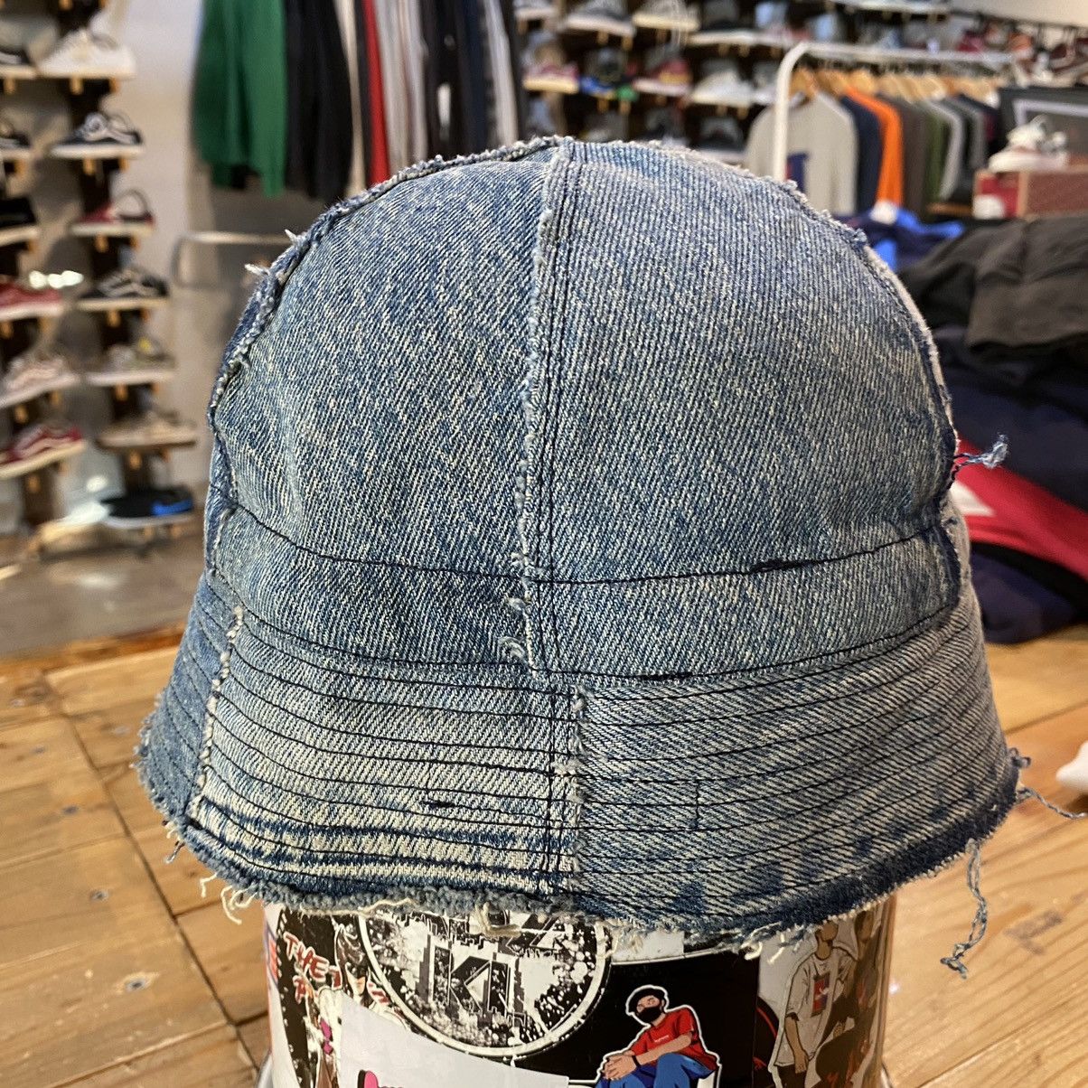 Blue Blue Japan Blue/Blue Japanese Brand Denim Jeans Distressed Bucket Hats Size ONE SIZE - 3 Thumbnail