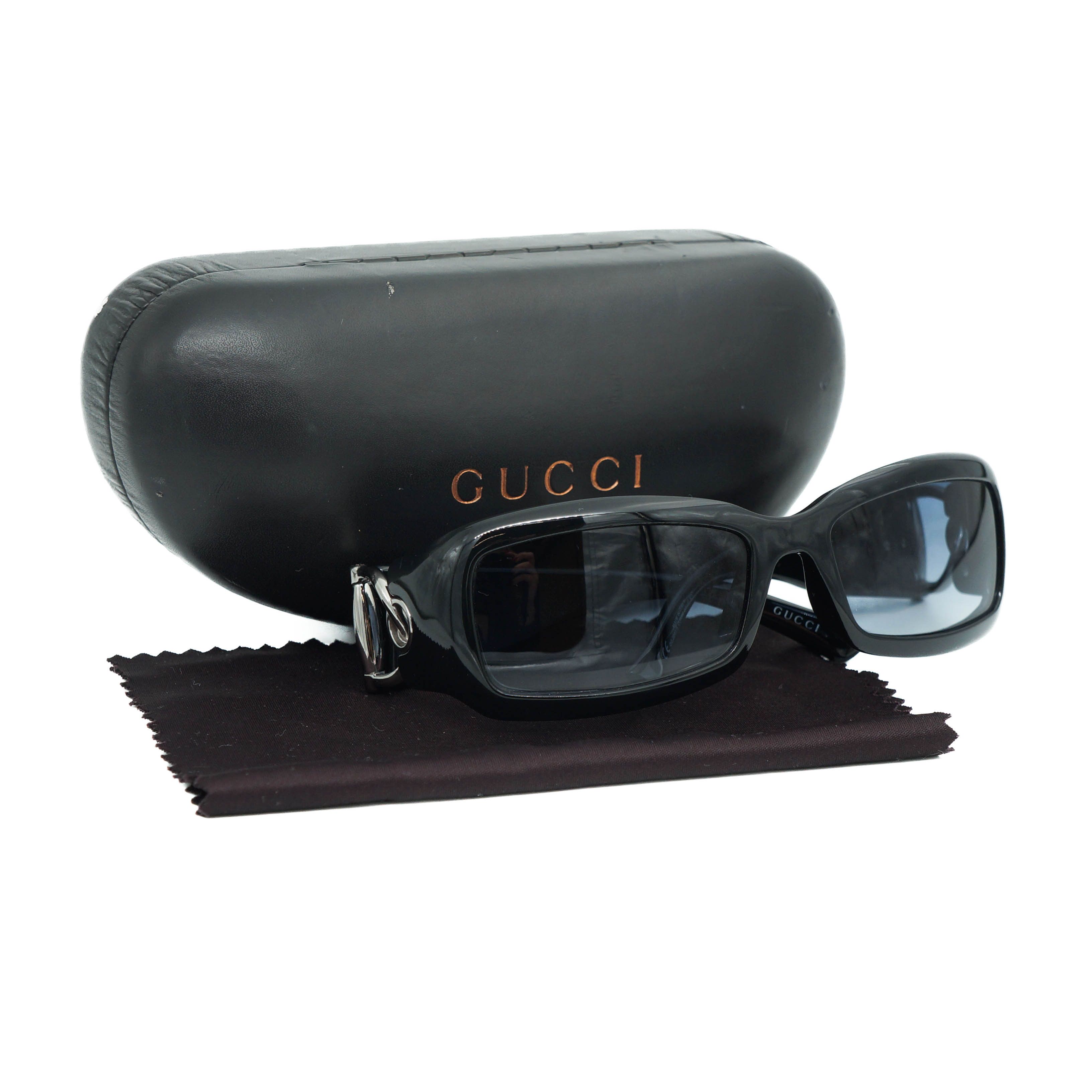 小物 GUCCI vintage sunglasses GG Black Gucci Sunglasses 1996 Vintage Black Large Wrap Square GG