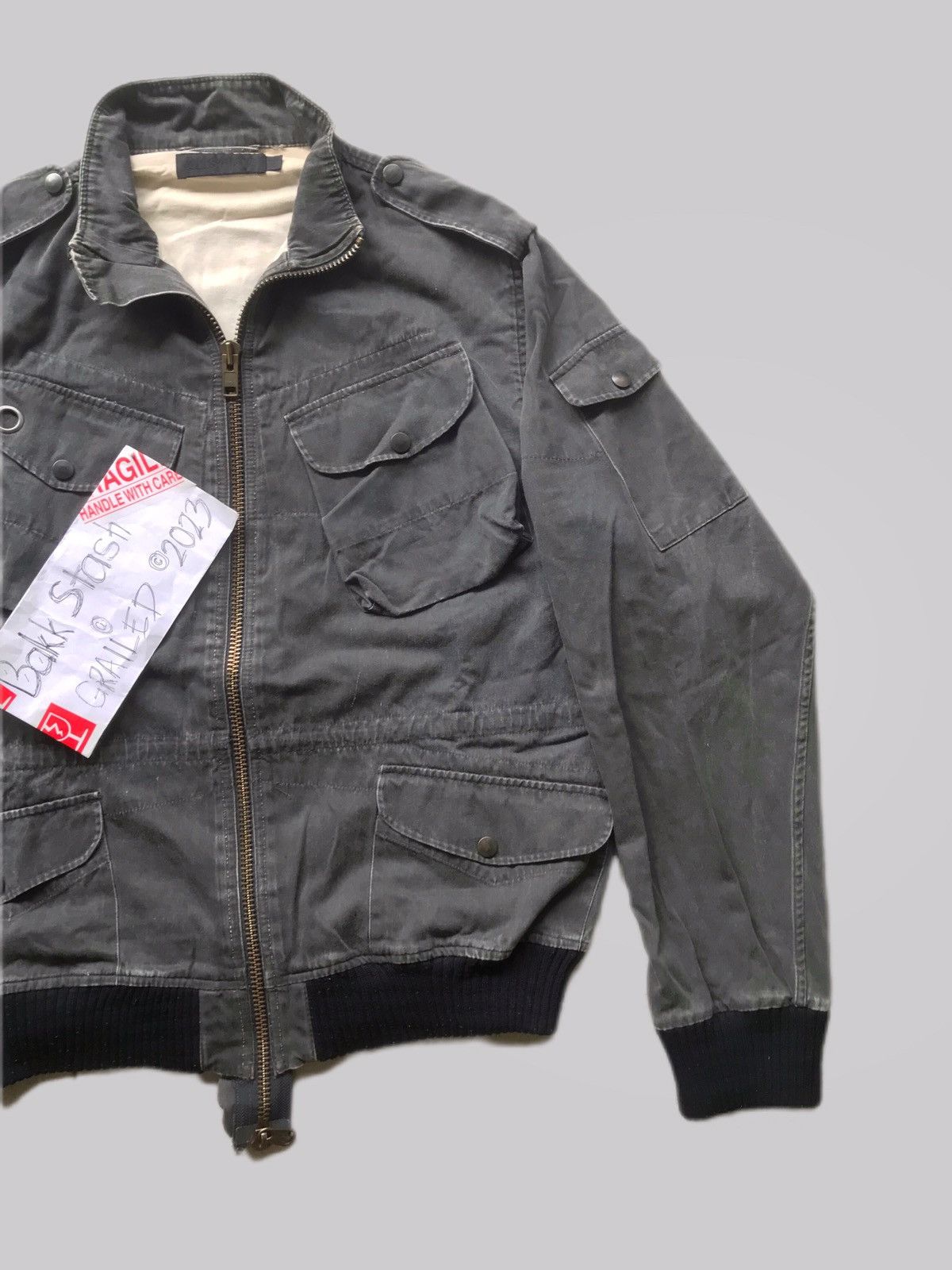 Allsaints Washed Grey Cargo Bomber Jacket Size US M / EU 48-50 / 2 - 8 Thumbnail
