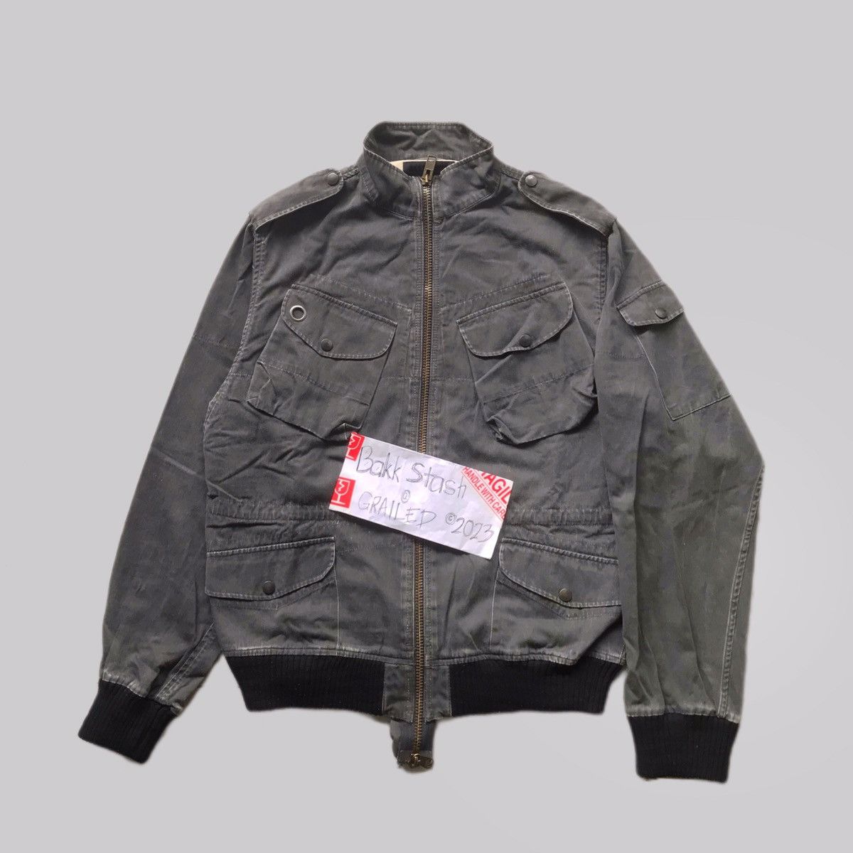 Allsaints Washed Grey Cargo Bomber Jacket Size US M / EU 48-50 / 2 - 1 Thumbnail
