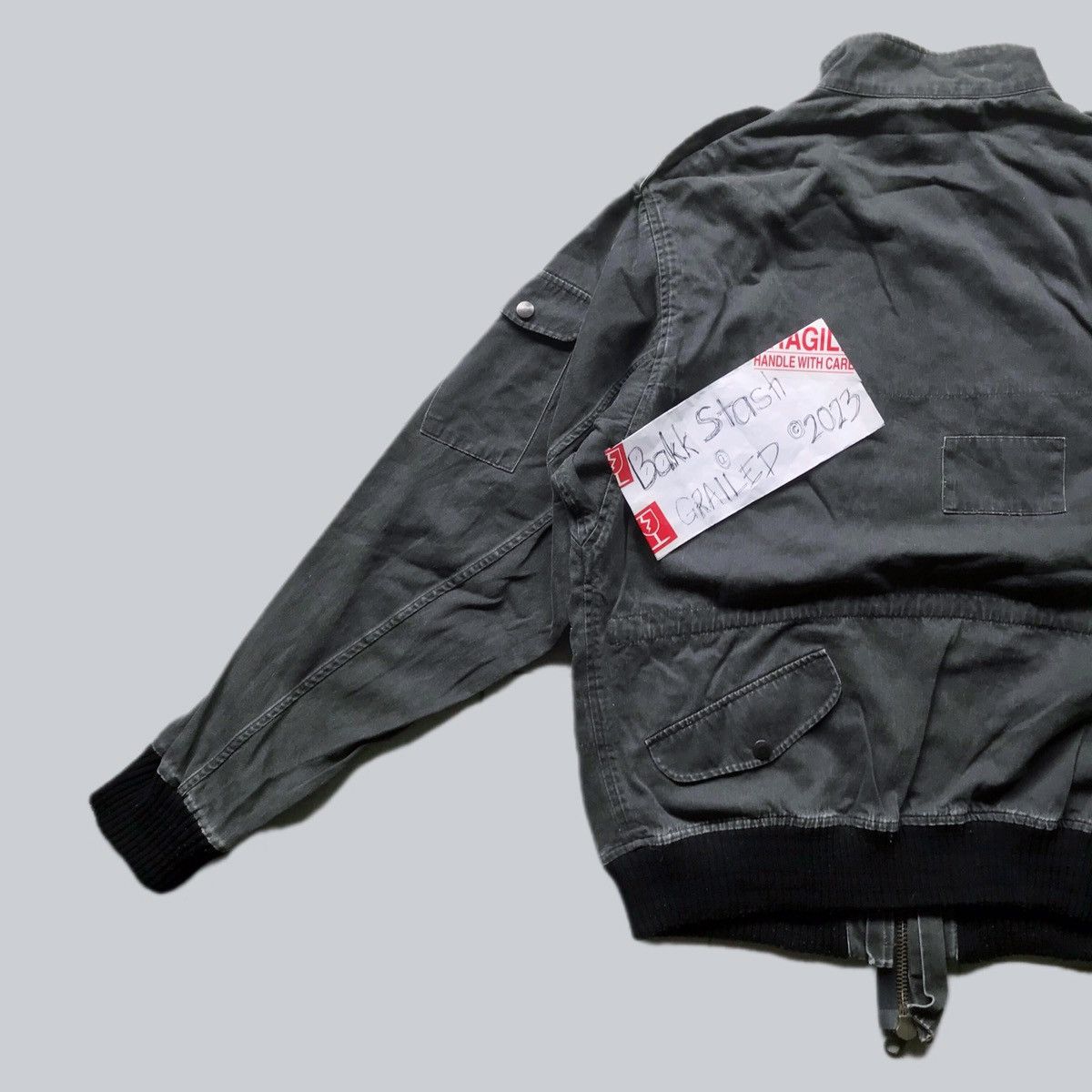 Allsaints Washed Grey Cargo Bomber Jacket Size US M / EU 48-50 / 2 - 15 Thumbnail
