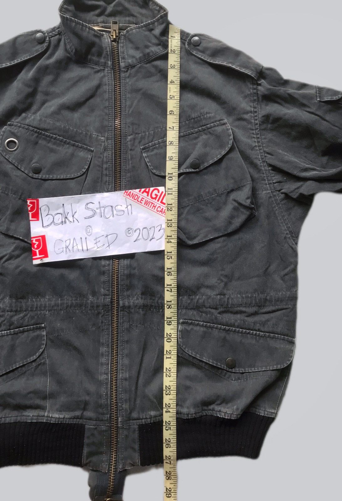 Allsaints Washed Grey Cargo Bomber Jacket Size US M / EU 48-50 / 2 - 10 Thumbnail