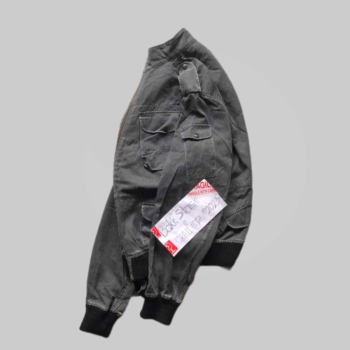 Allsaints Washed Grey Cargo Bomber Jacket Size US M / EU 48-50 / 2 - 2 Thumbnail